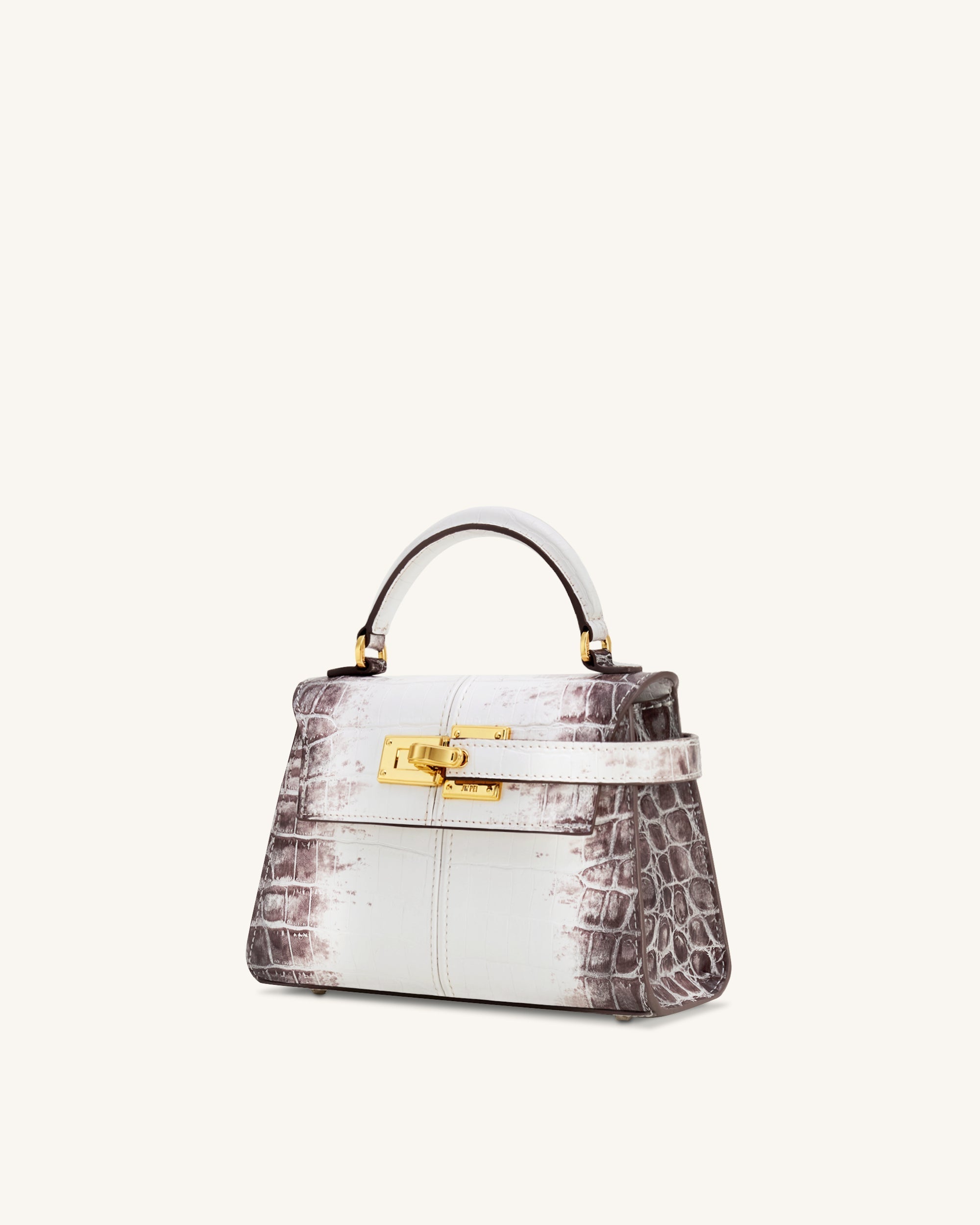 Elise Top Handle Bag – White Croc