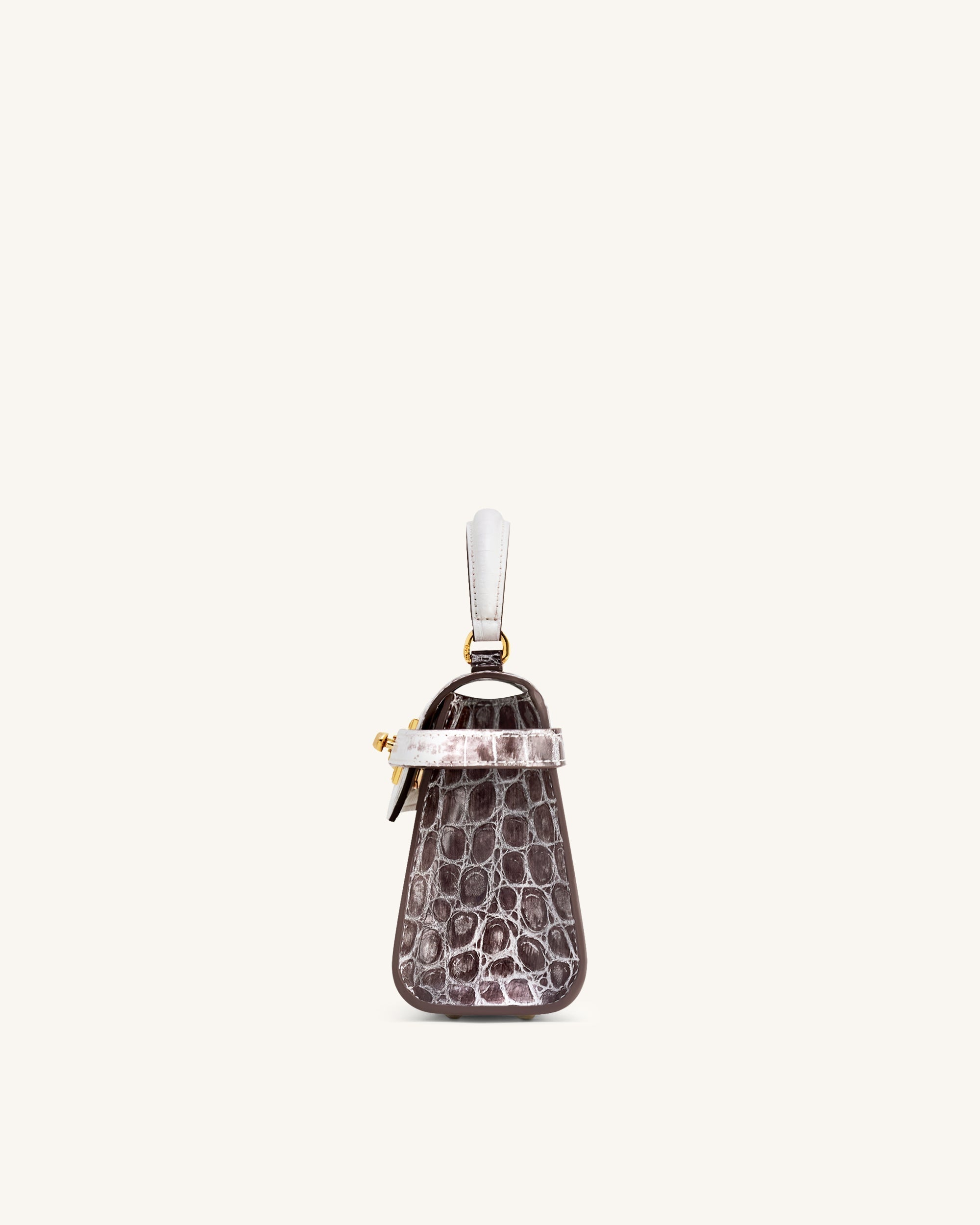 Elise Top Handle Bag – White Croc