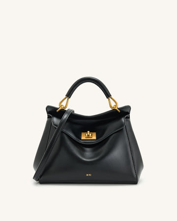 Lucia Classic Top Handle Bag – Black (Vegan Leather)