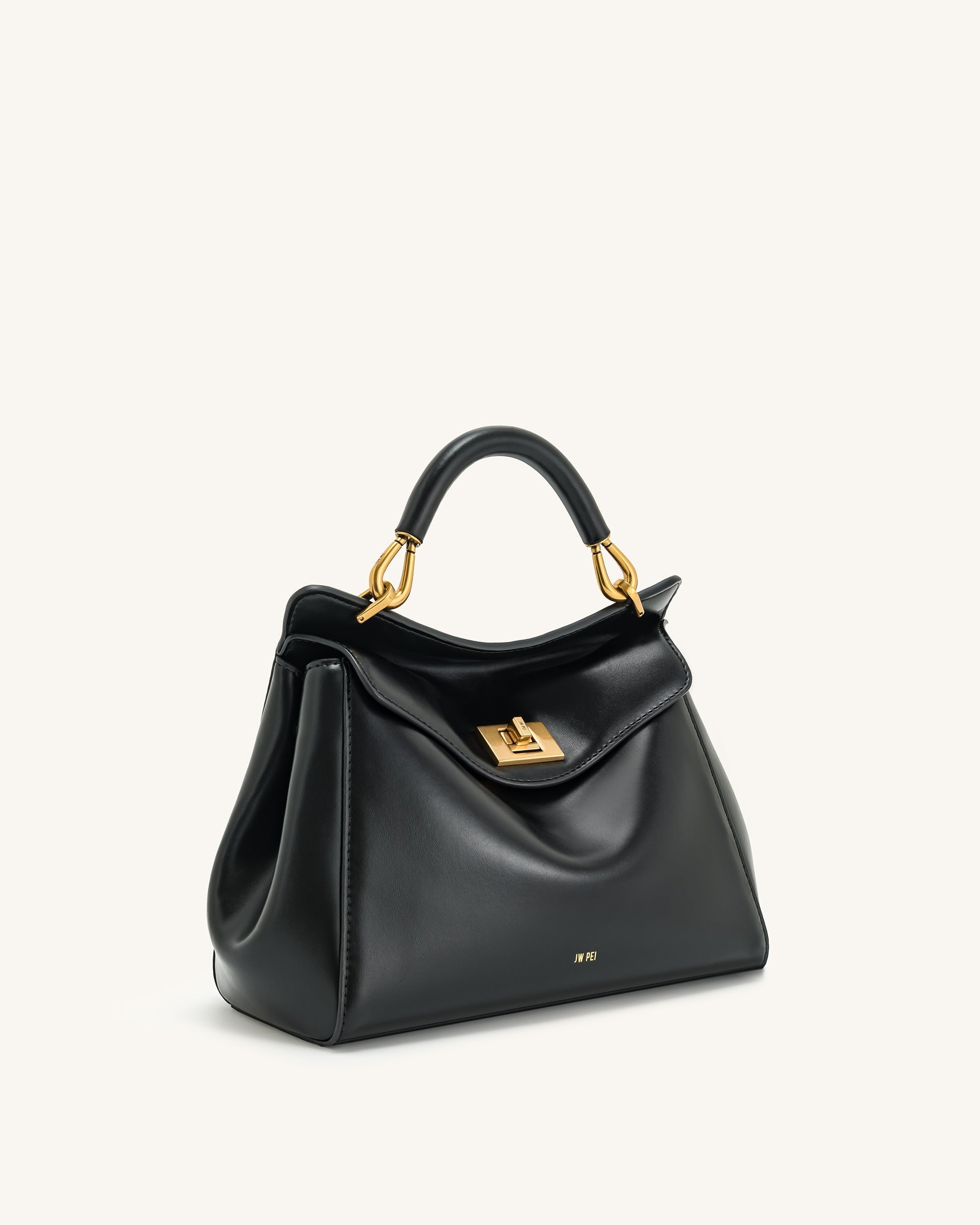 Lucia Classic Top Handle Bag – Black (Vegan Leather)