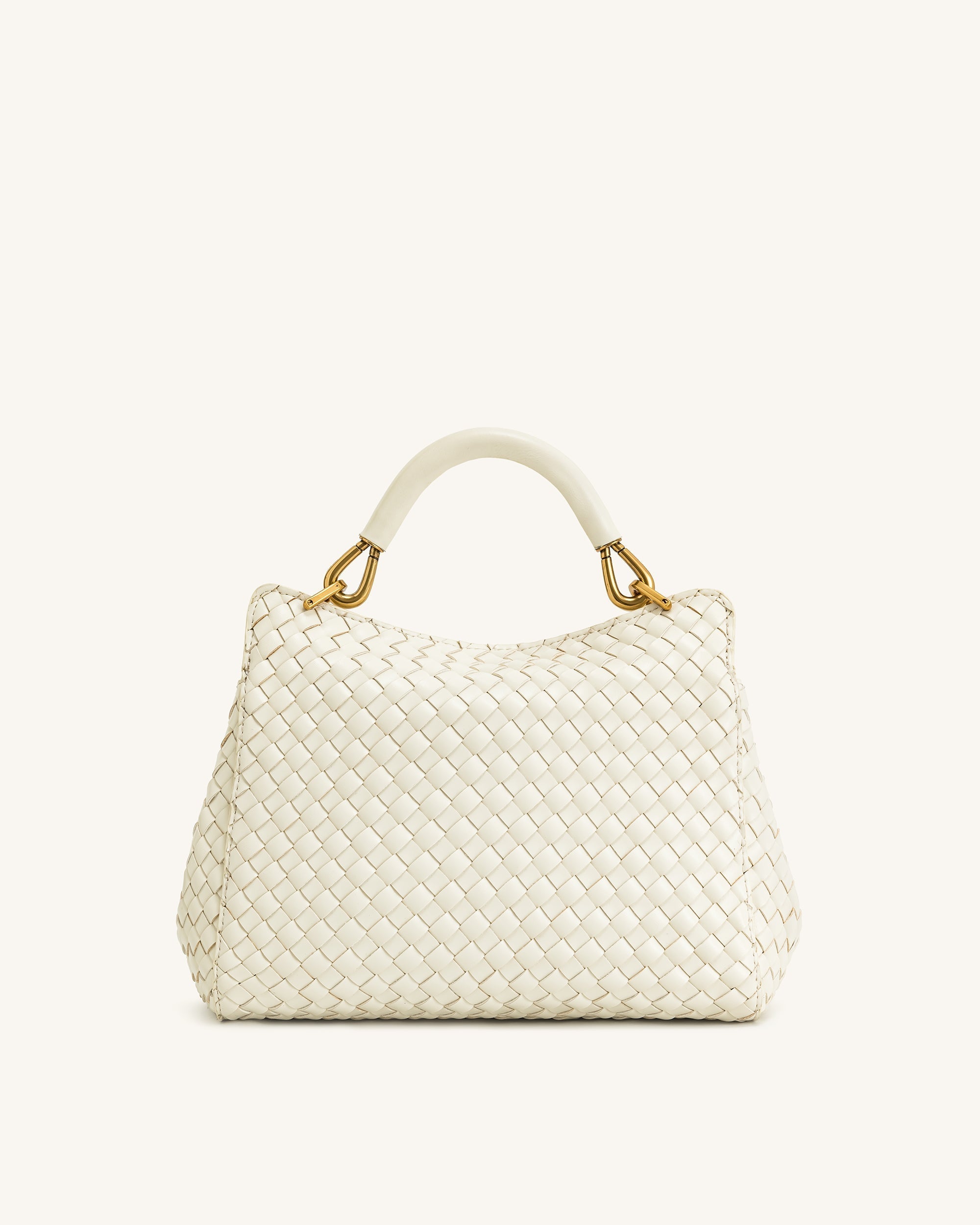 Lucia Classic Woven Top Handle Çanta – Beyaz
