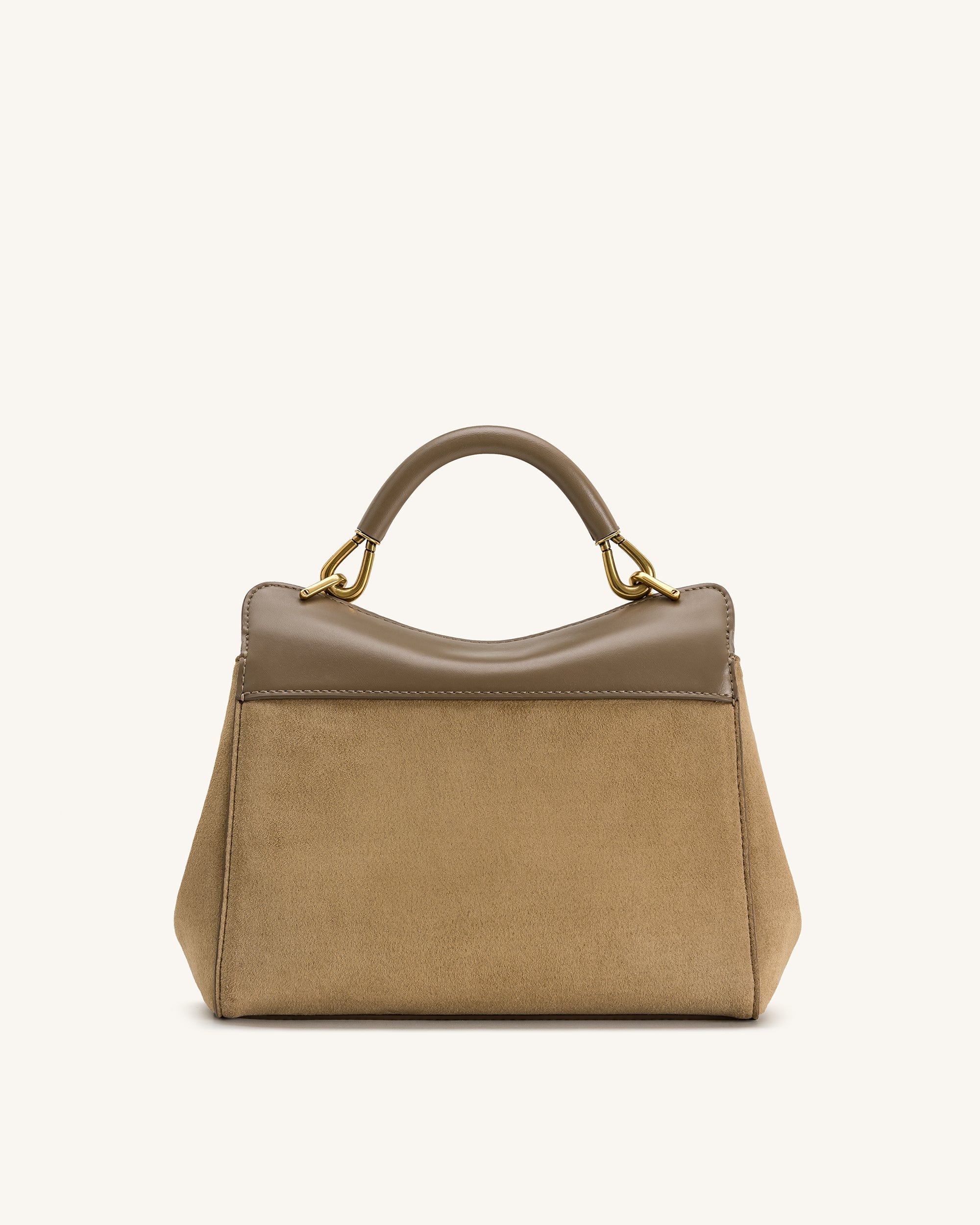 Lucia Classic Faux Suede Top Handle Bag – Taupe