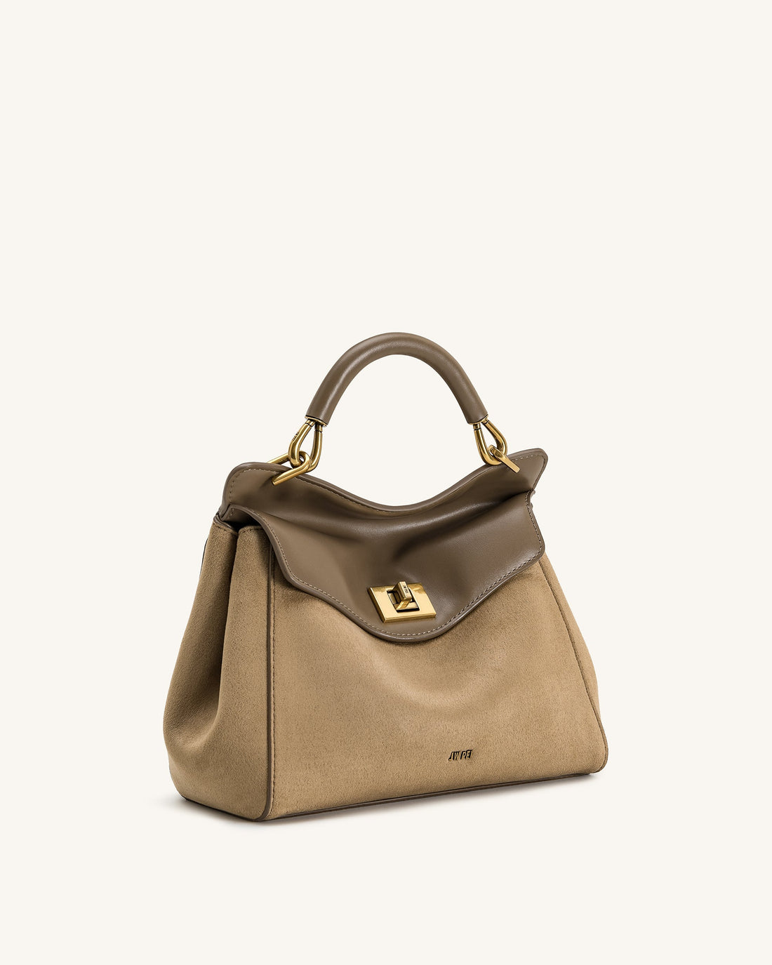 Lucia Classic Henkeltasche aus Wildlederimitat – Taupe