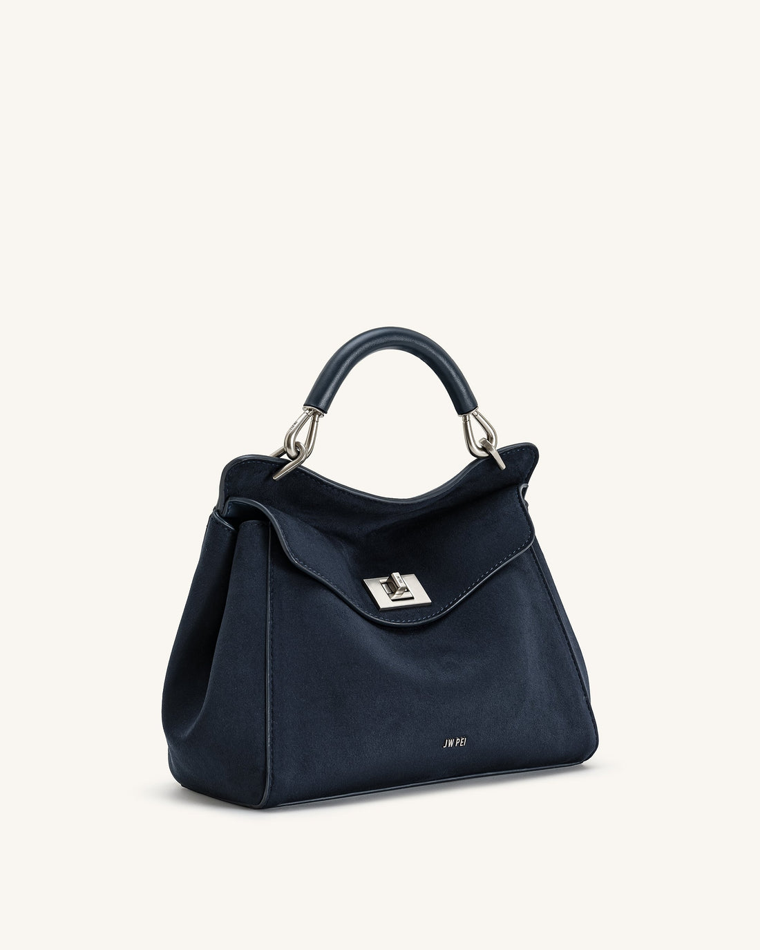 Lucia Classic Henkeltasche aus Wildlederimitat – Marineblau
