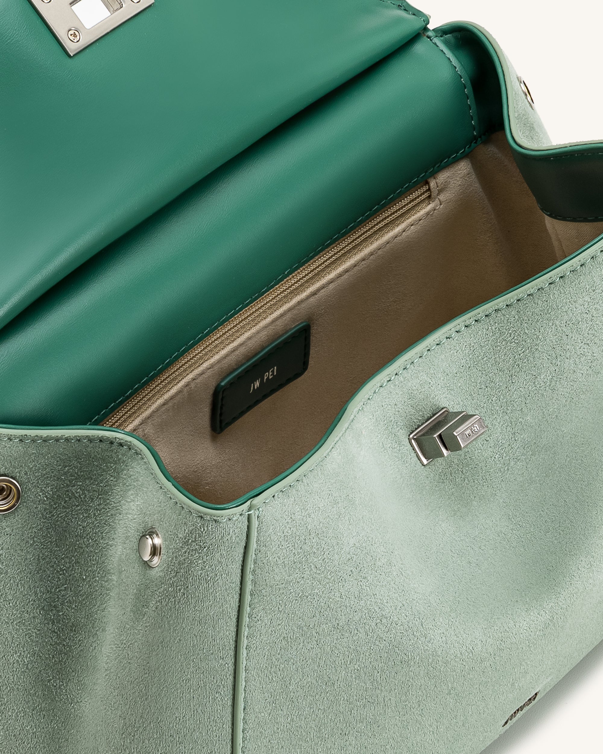 Lucia Classic Faux Suede Top Handle Çanta – Matcha Yeşili