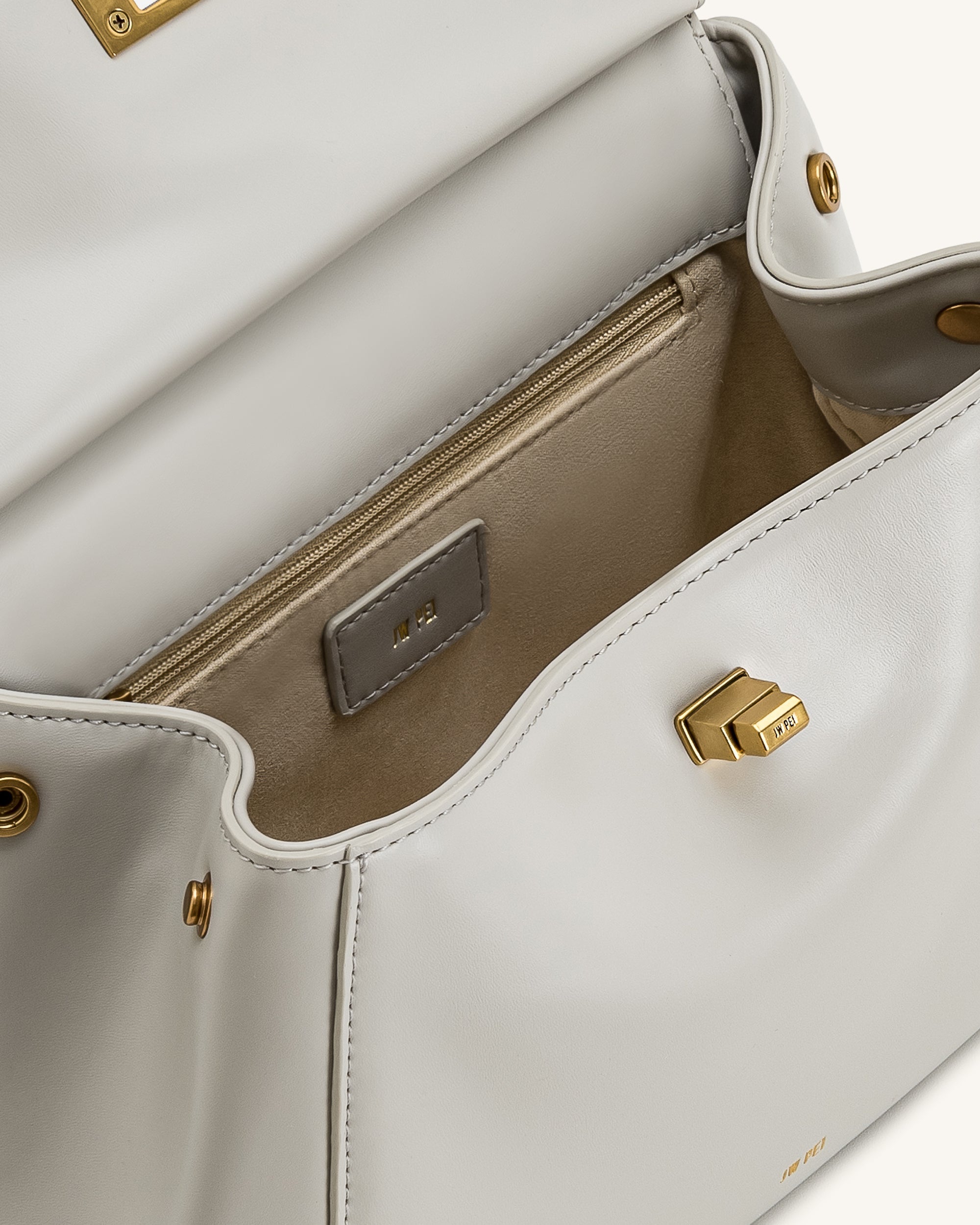 Lucia Classic Top Handle Çanta – Açık Gri (Vegan Deri)