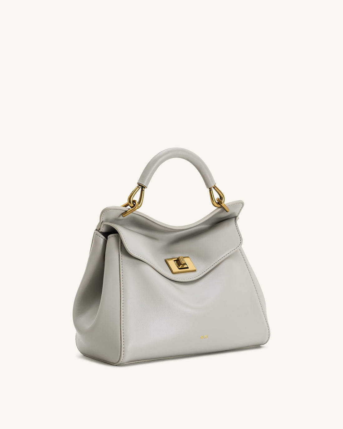 Lucia Classic Henkeltasche – Hellgrau (Veganes Leder)