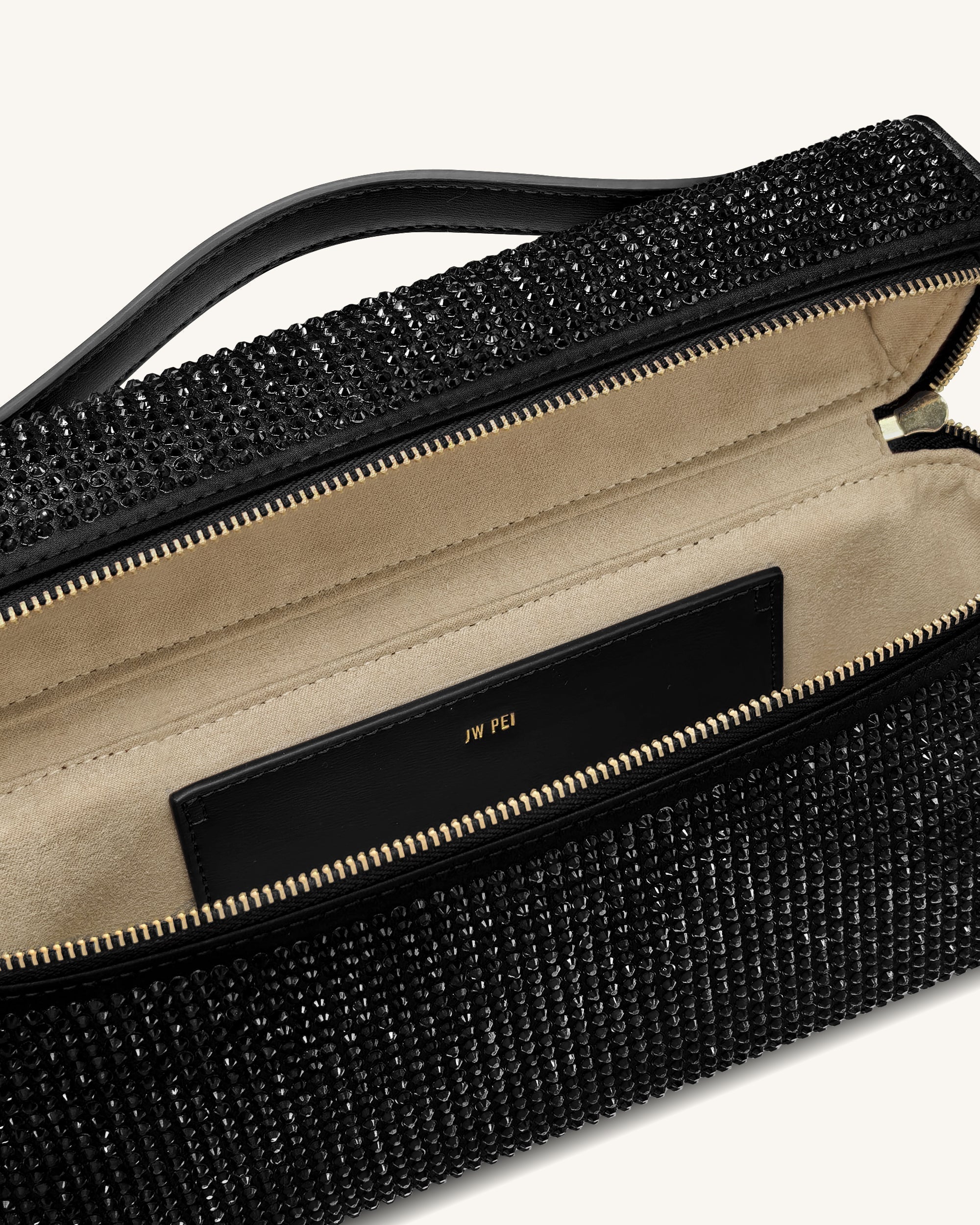 Thea Artificial Crystal Top Handle Çanta – Siyah