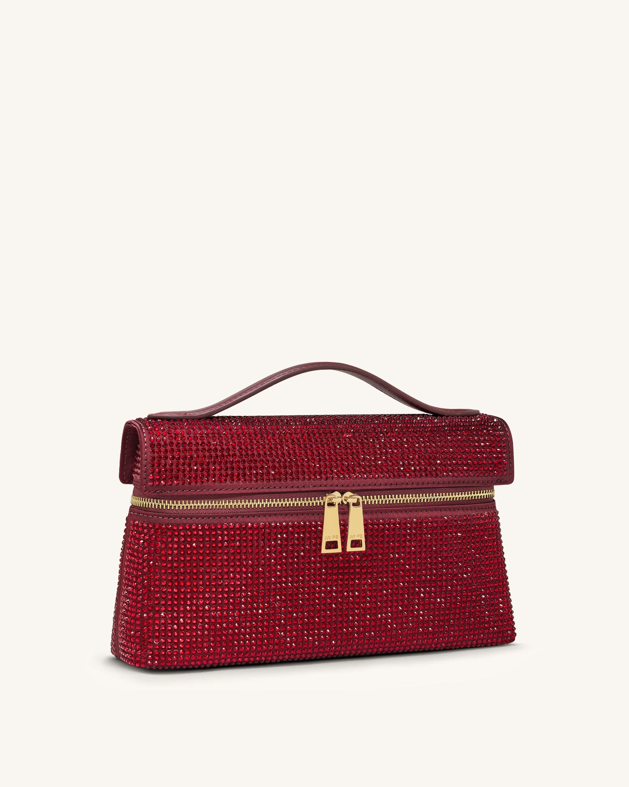 Thea Handtasche mit Kunstkristall-Henkel – Rot