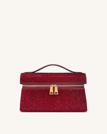 Thea Handtasche mit Kunstkristall-Henkel – Rot