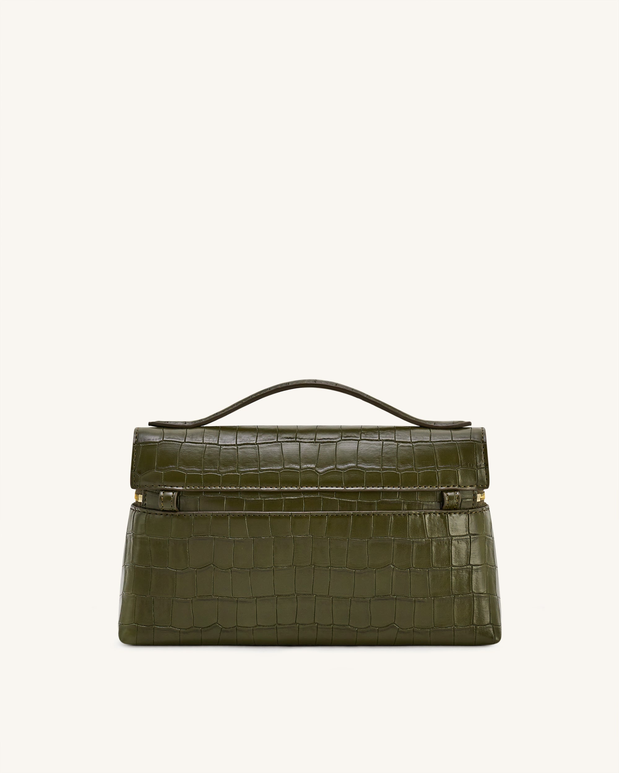 Thea Croc-Embossed Top Handle Çanta – Zeytin Yeşili