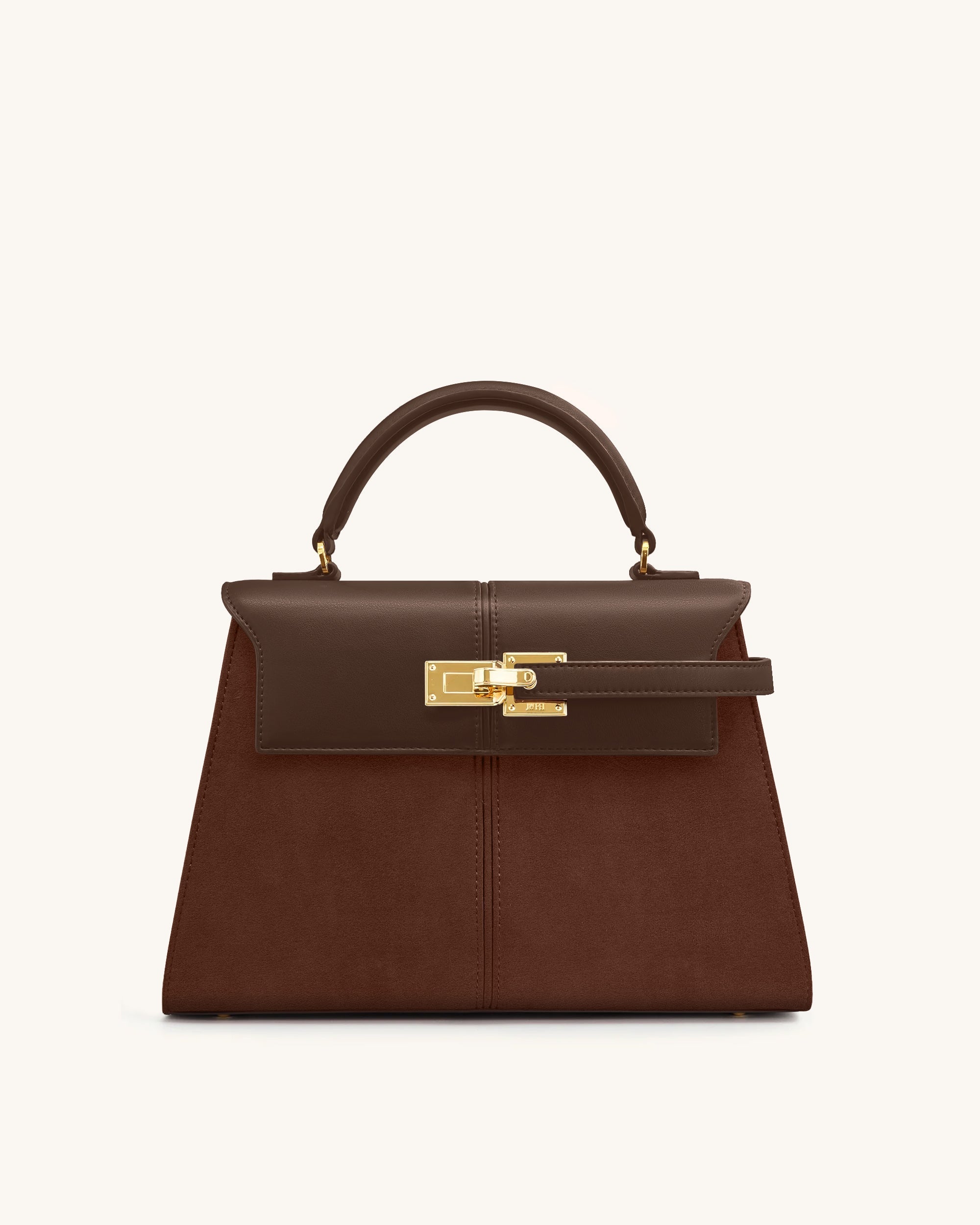 Elise Large Faux Süet Top Handle Bag – Mocha Kahverengi