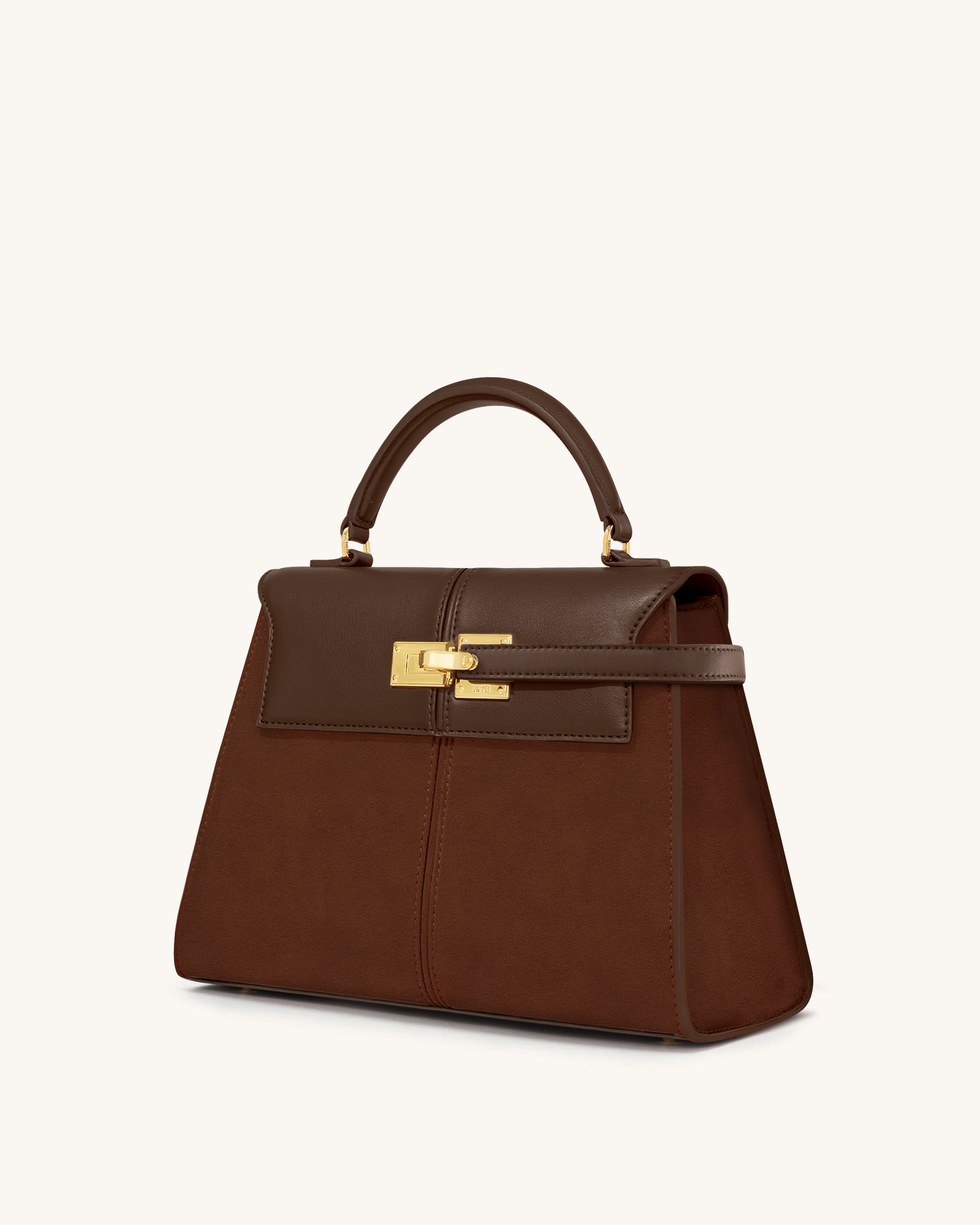 Elise Large Faux Süet Top Handle Bag – Mocha Kahverengi