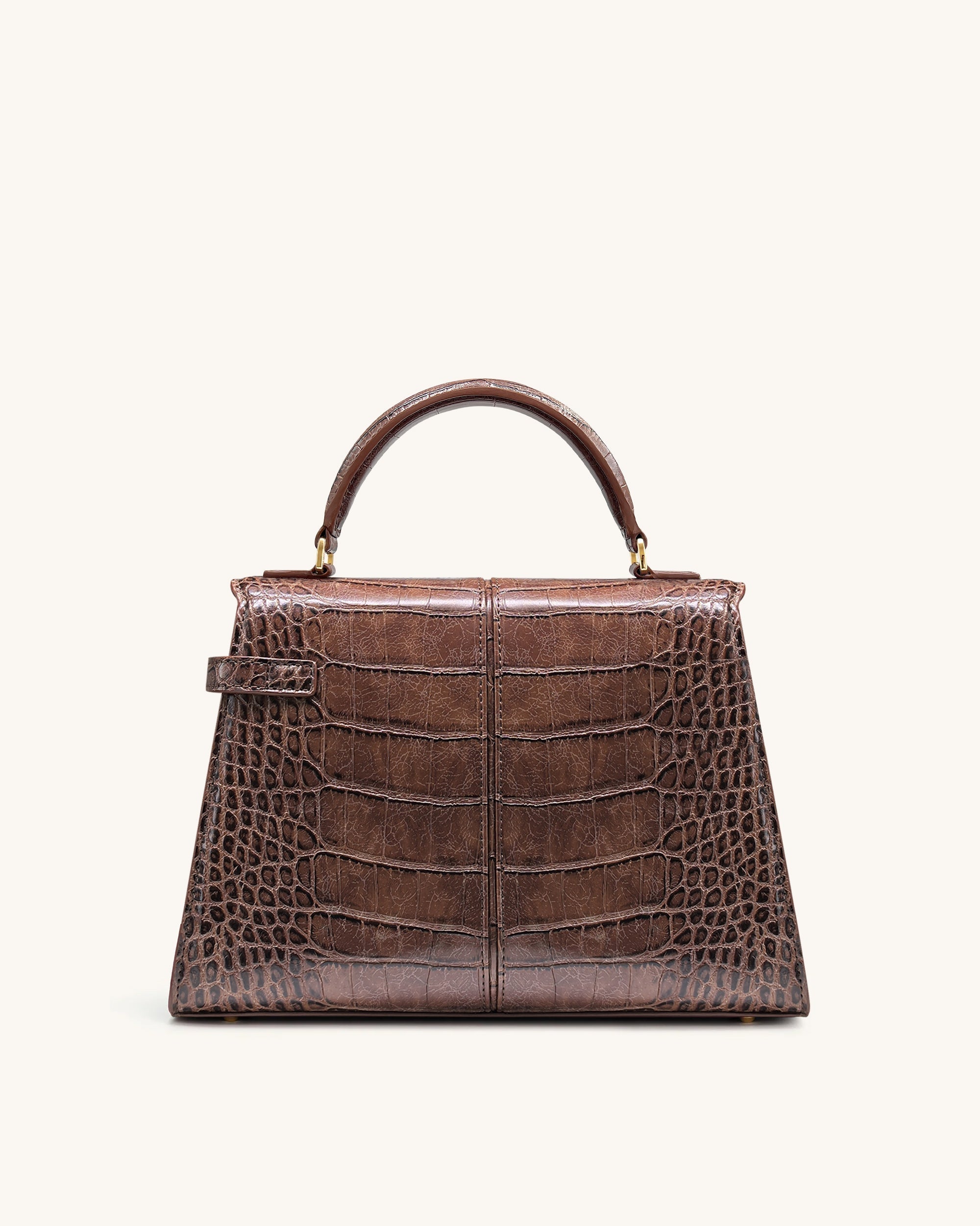 Elise Large Croc-Embossed Top Handle Bag – Chestnut Brown