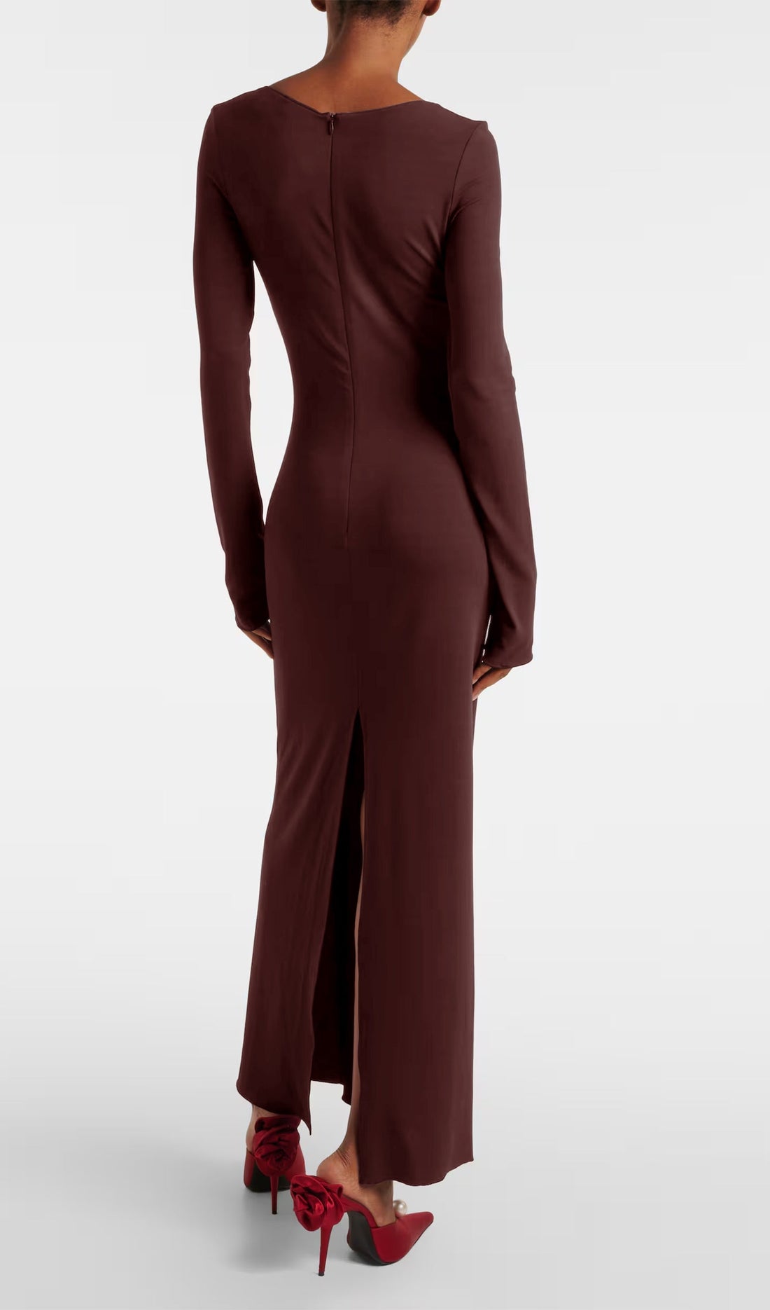 Maxikleid aus Jersey mit Blumenmuster in Rosabraun 