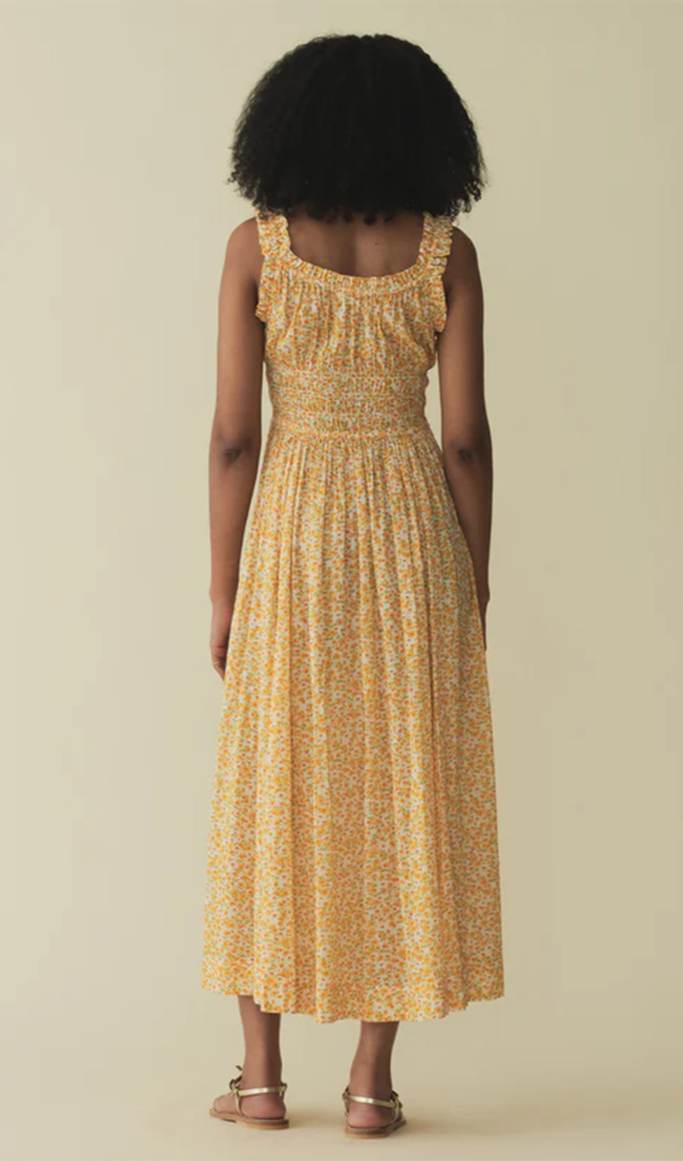 Rüschenkleid mit Vichy-Karo-Muster, Midi-Länge