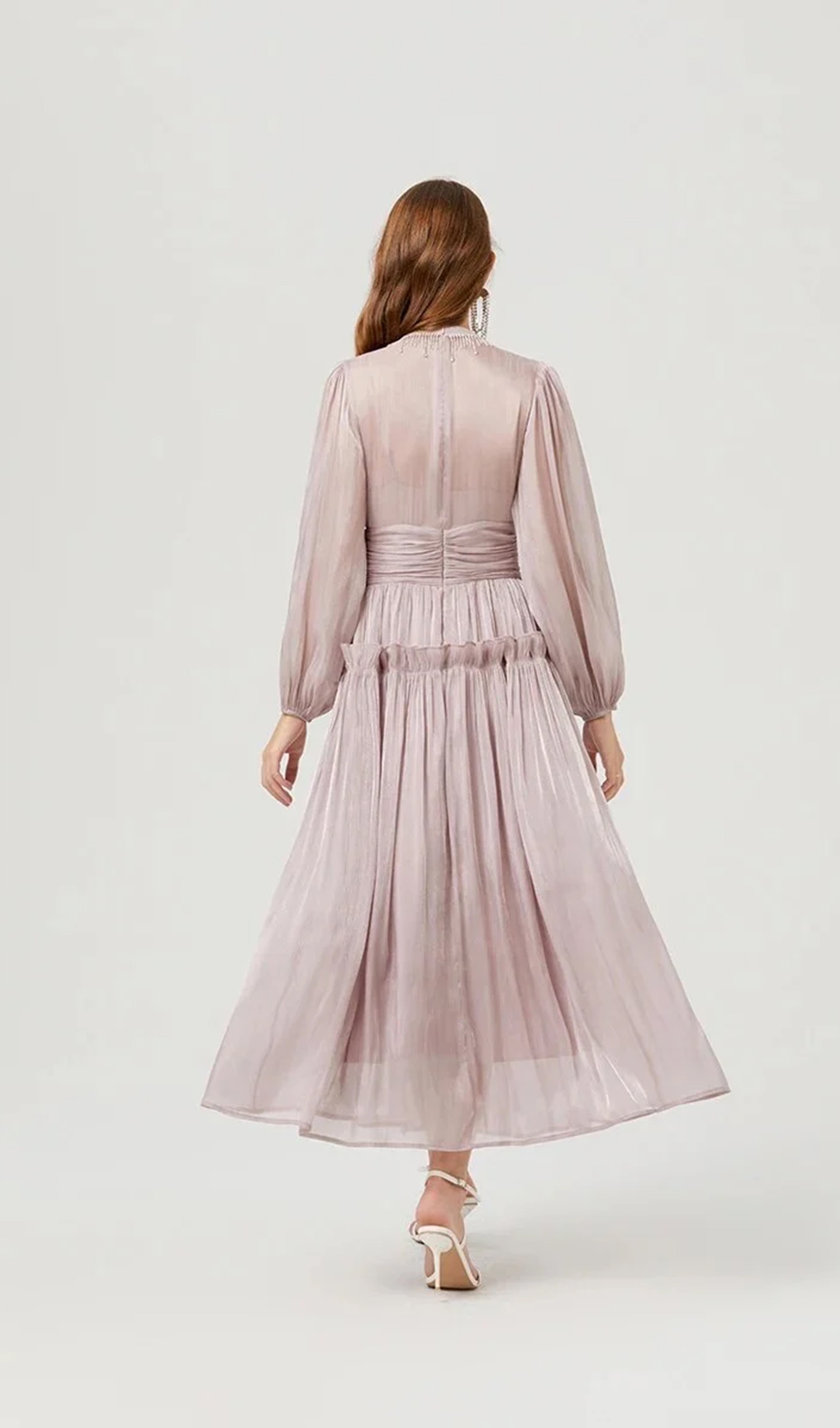 Plissee-Midikleid mit Strass-Kettendetails 