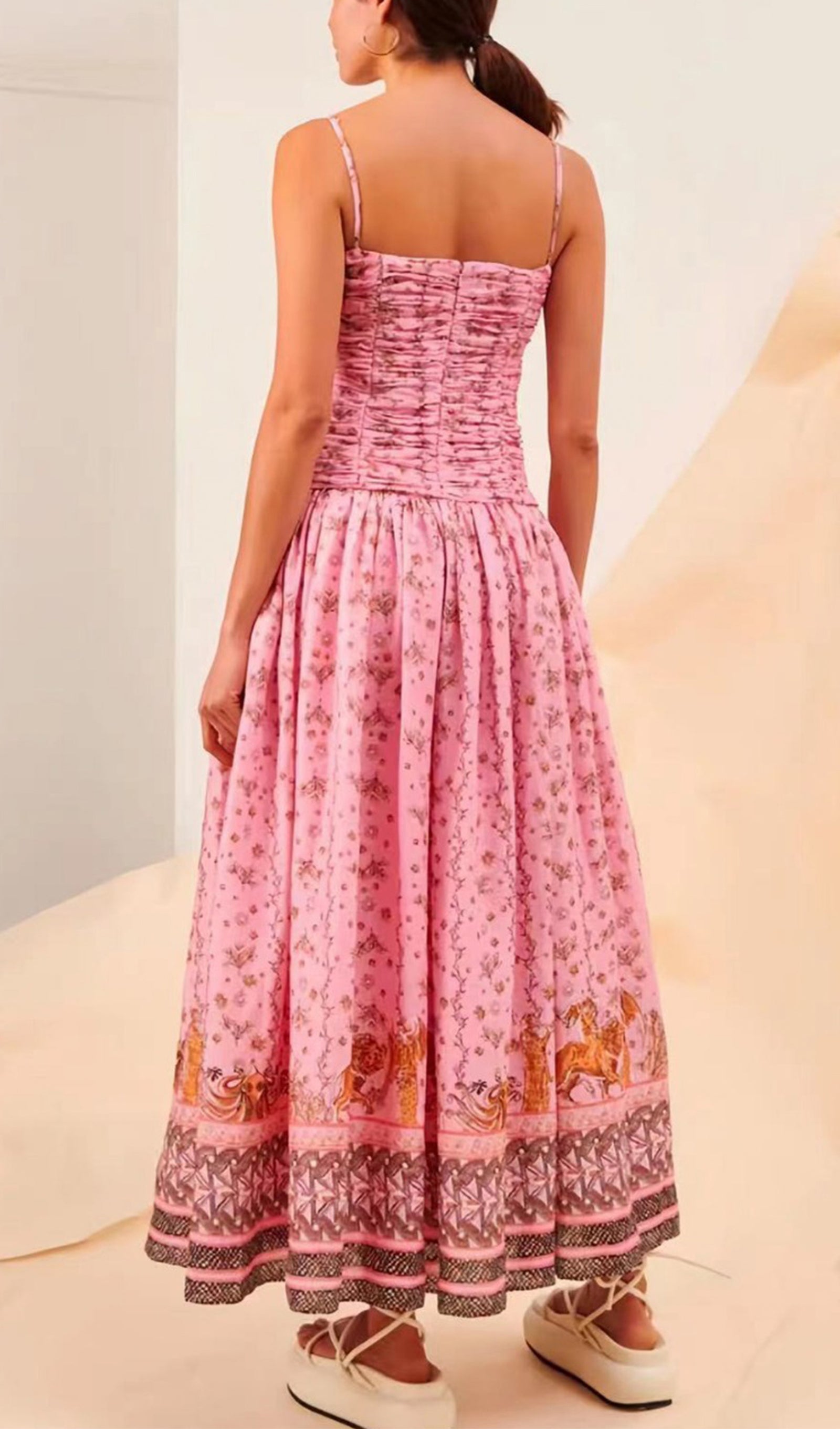 Floral Scrunch Fit and Flare Maxi Dress