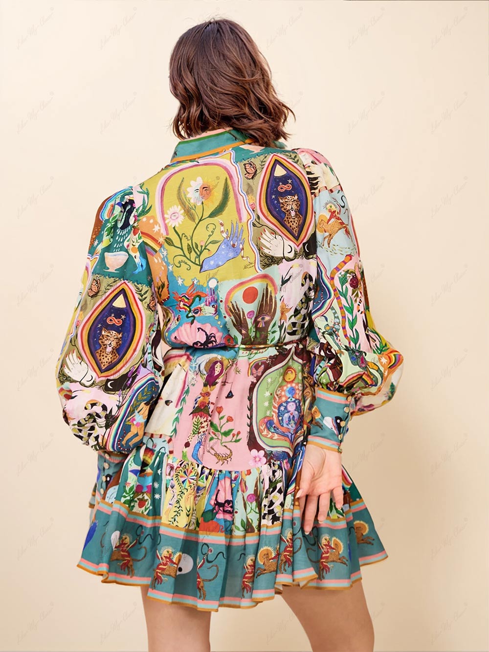 Everyday Graffiti Evergreen Print Mini Dress