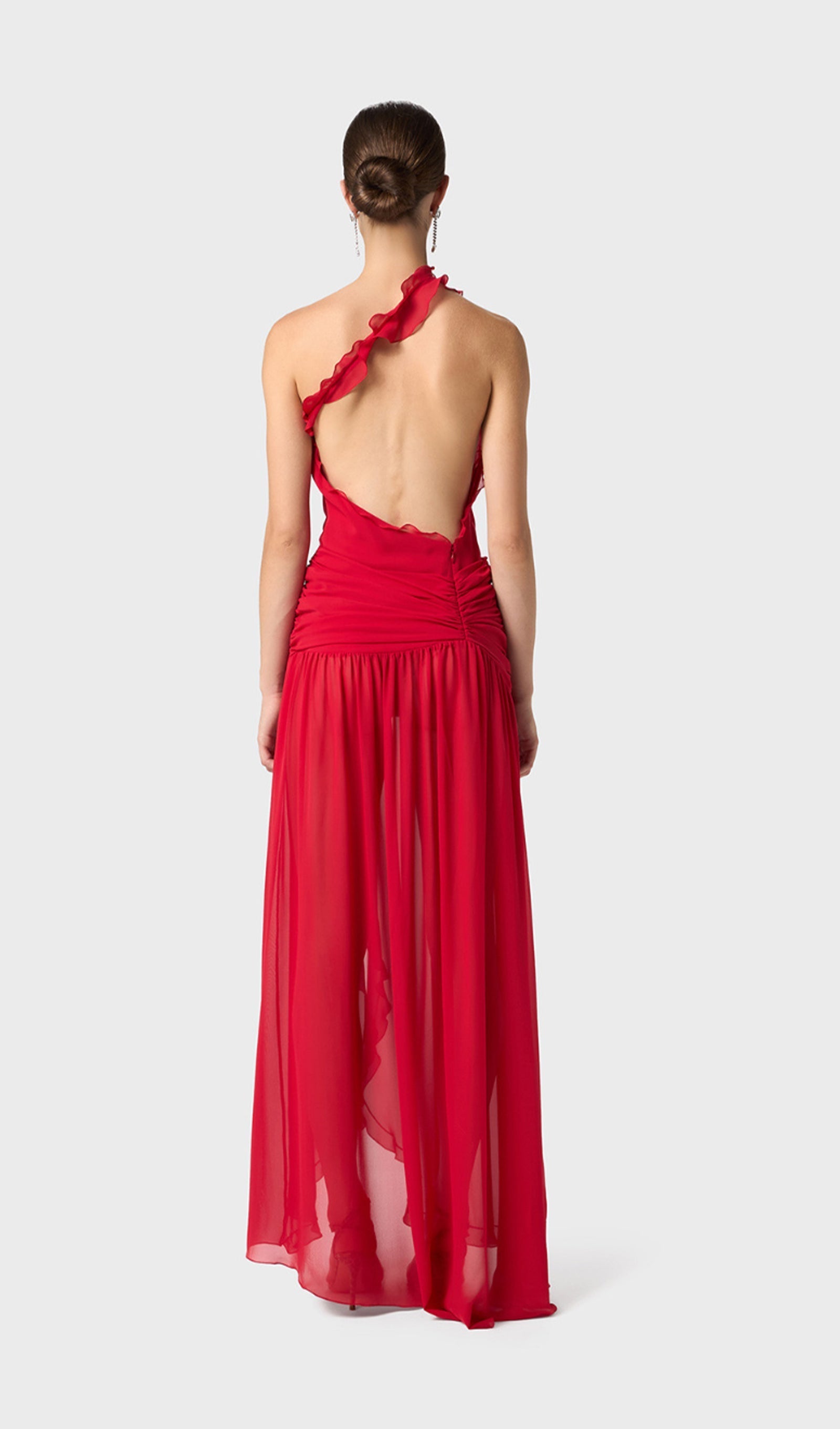 Ein-Schulter-Maxikleid aus Georgette 