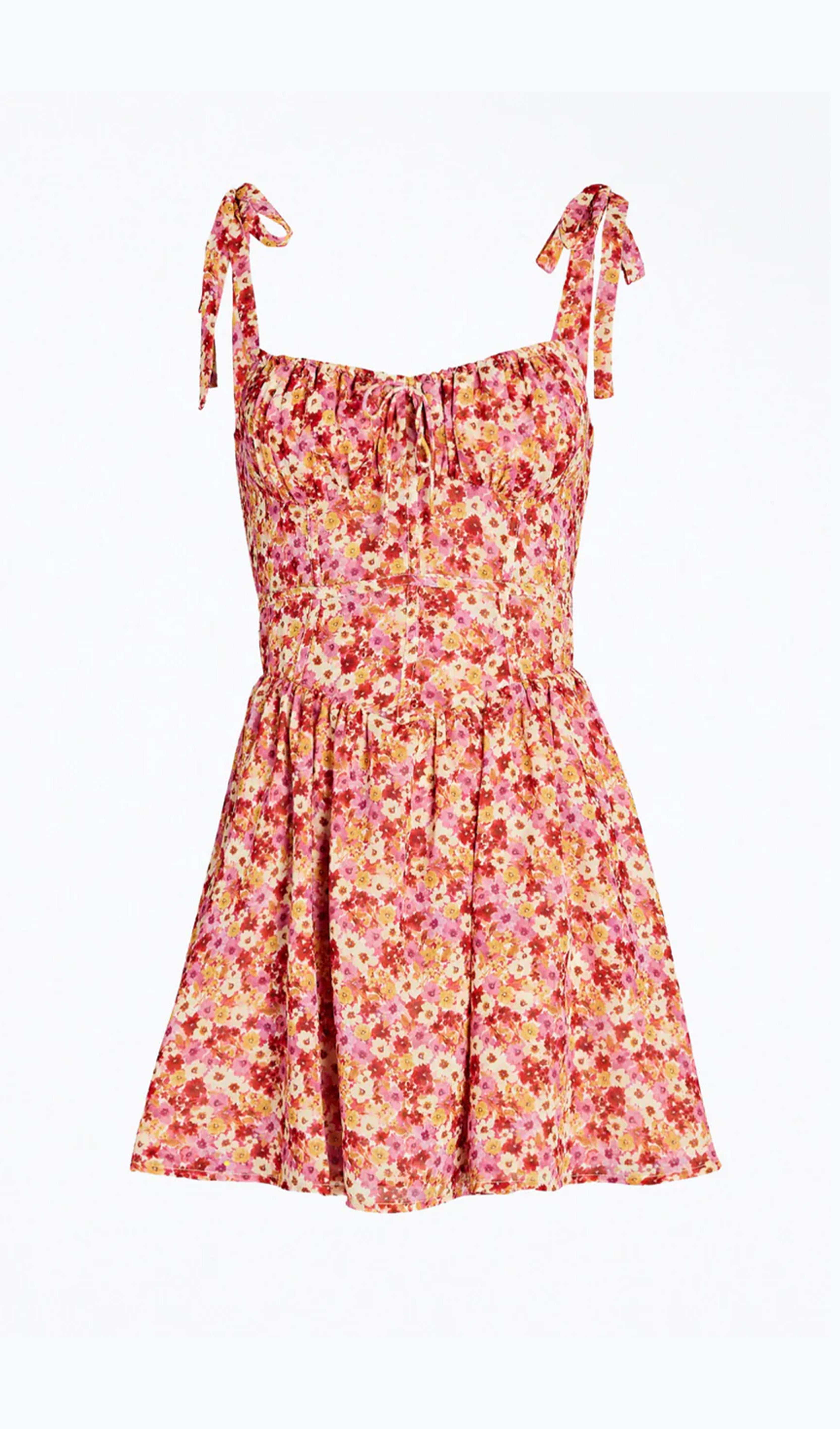 Floral Pattern Mini Dress
