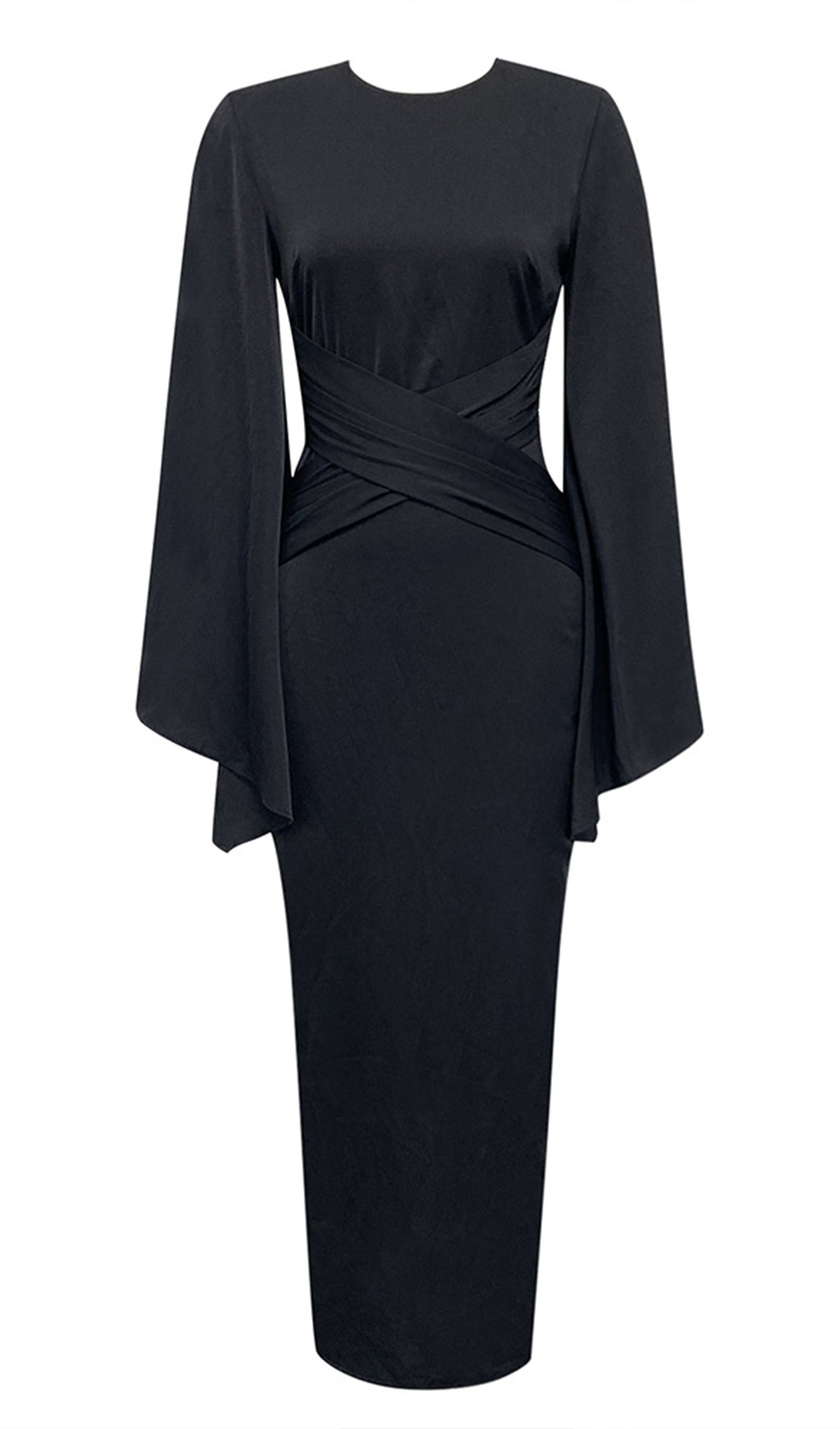 Schwarzes Meerjungfrauen-Spitzenballkleid Midi