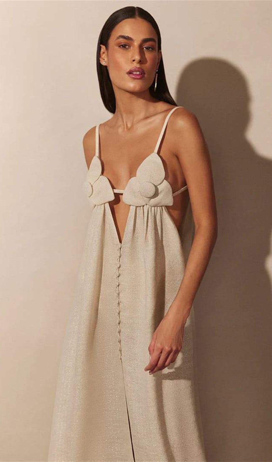 Maxikleid mit V-Ausschnitt, Blumenmuster und hohem Schlitz 