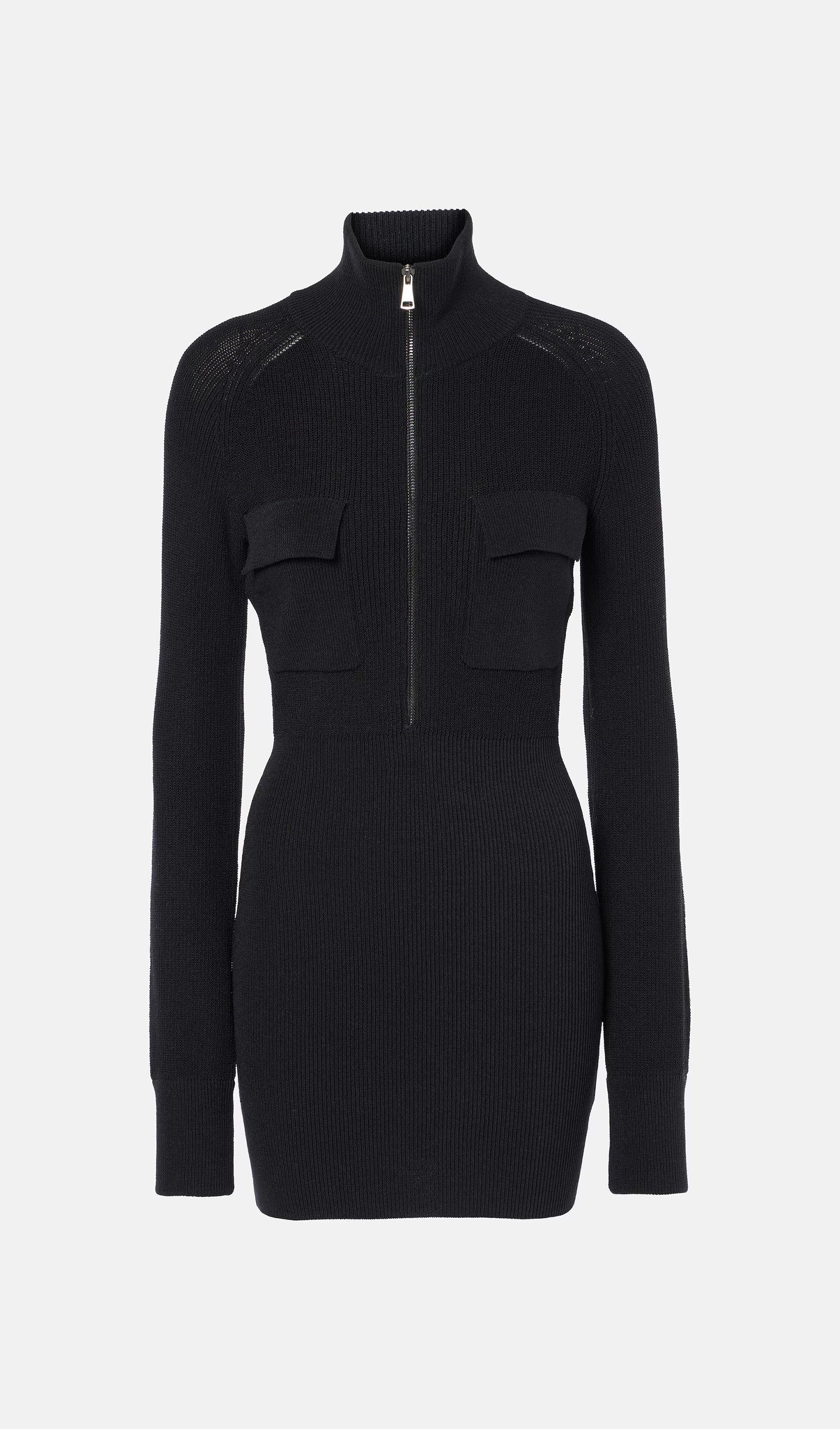 Pamuk Karışımlı Mini Elbise-Siyah