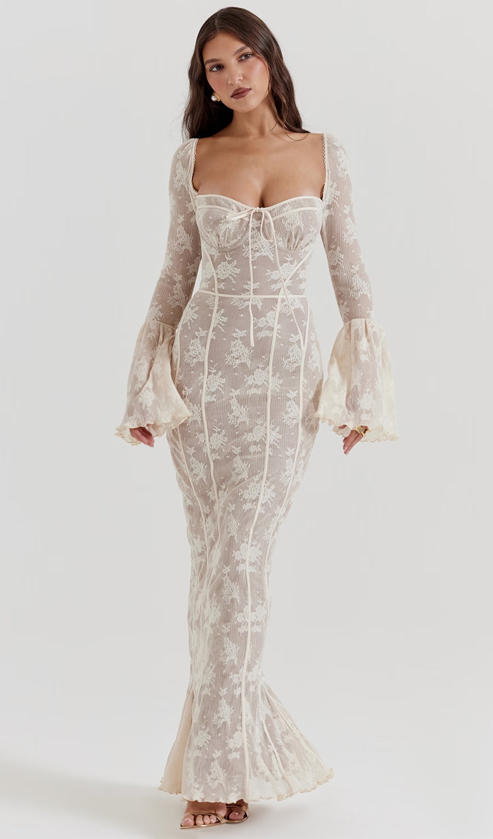 Vintage Cream Lace Maxi Dress 