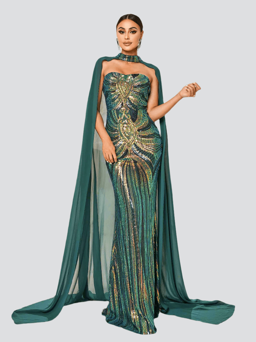 Winifred Cape Tube Top Maxi Dress