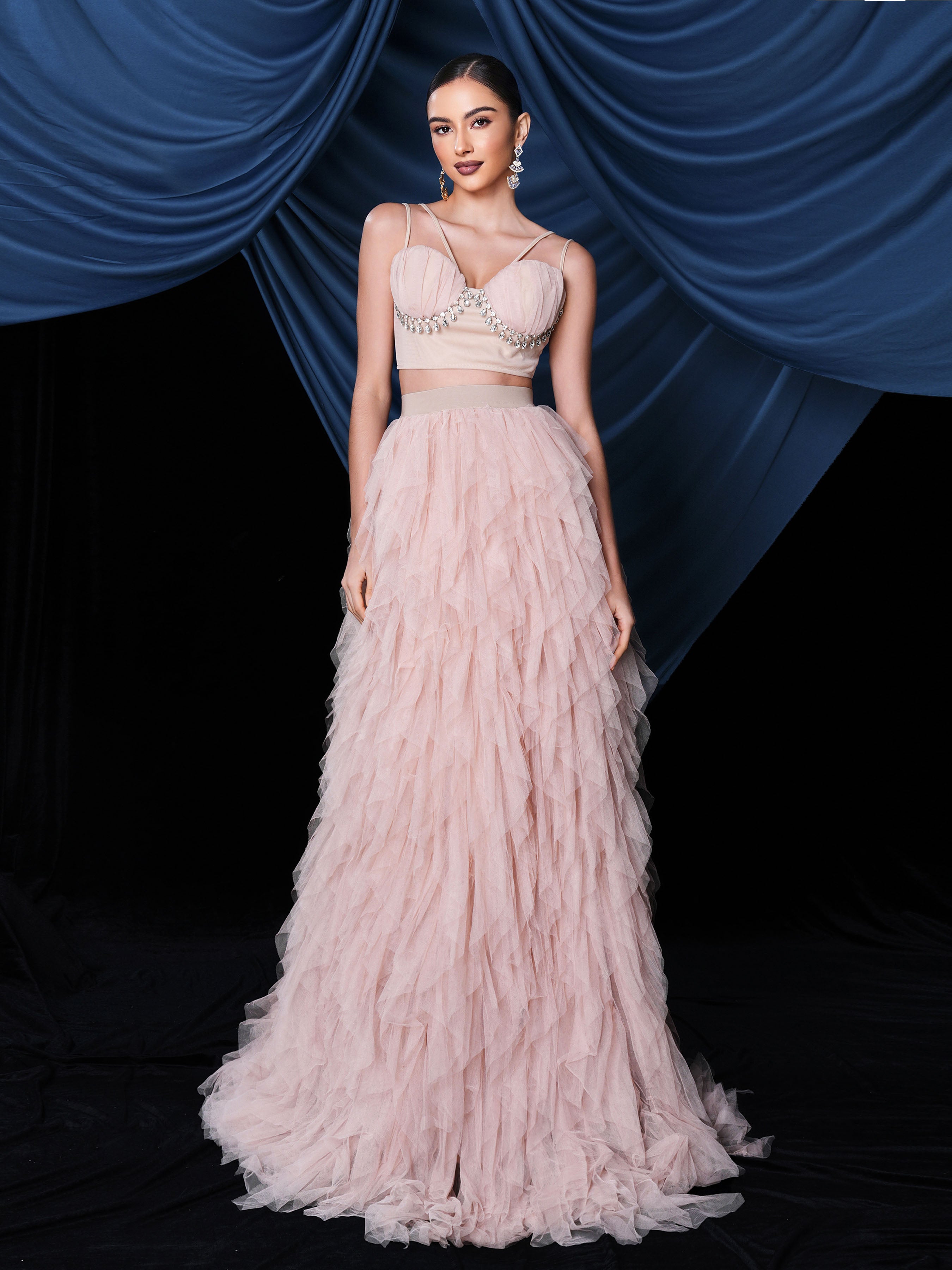 Ophelia Asymmetrical Maxi Set with Tulle Hem