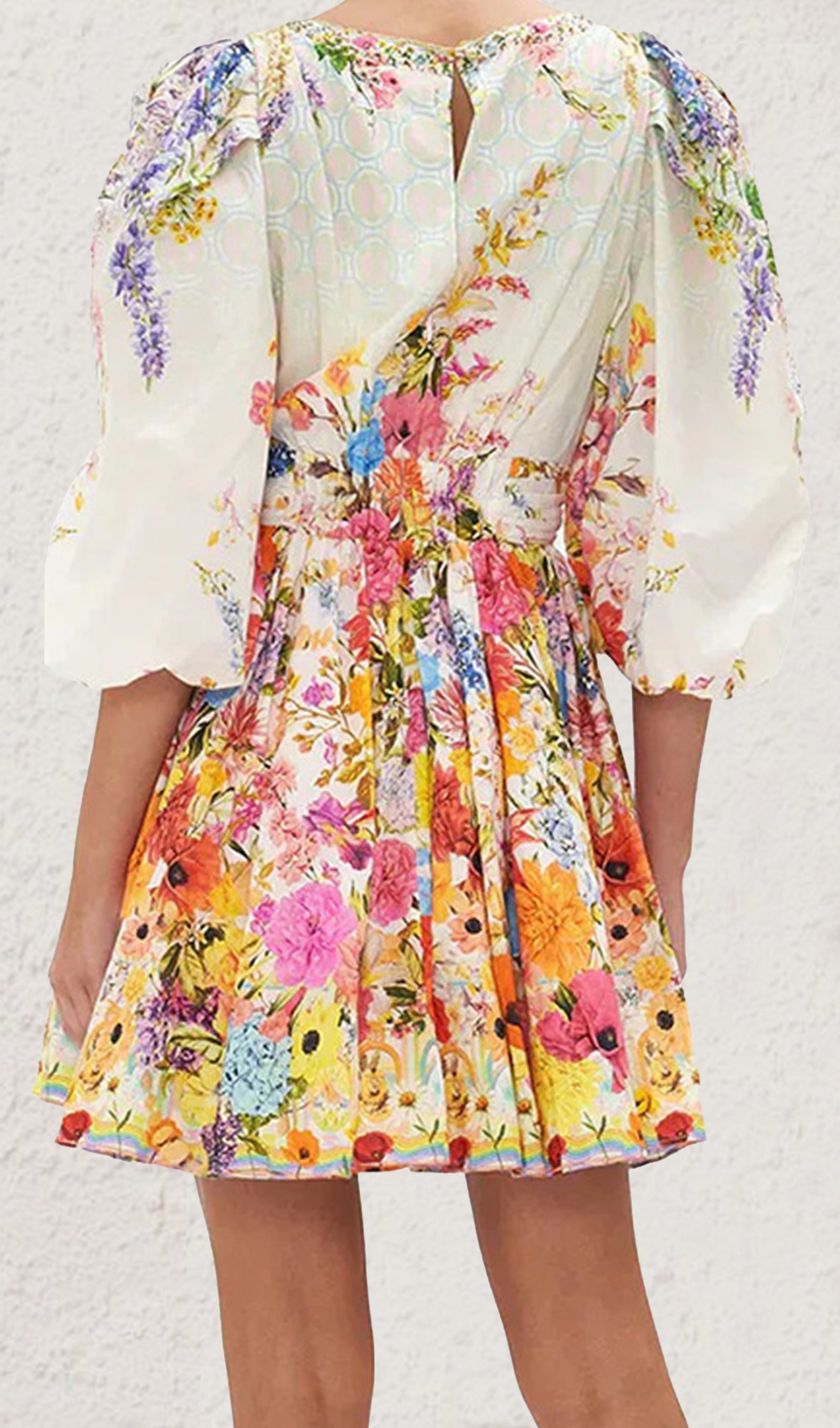 Bouquet V-Neck Mini Dress