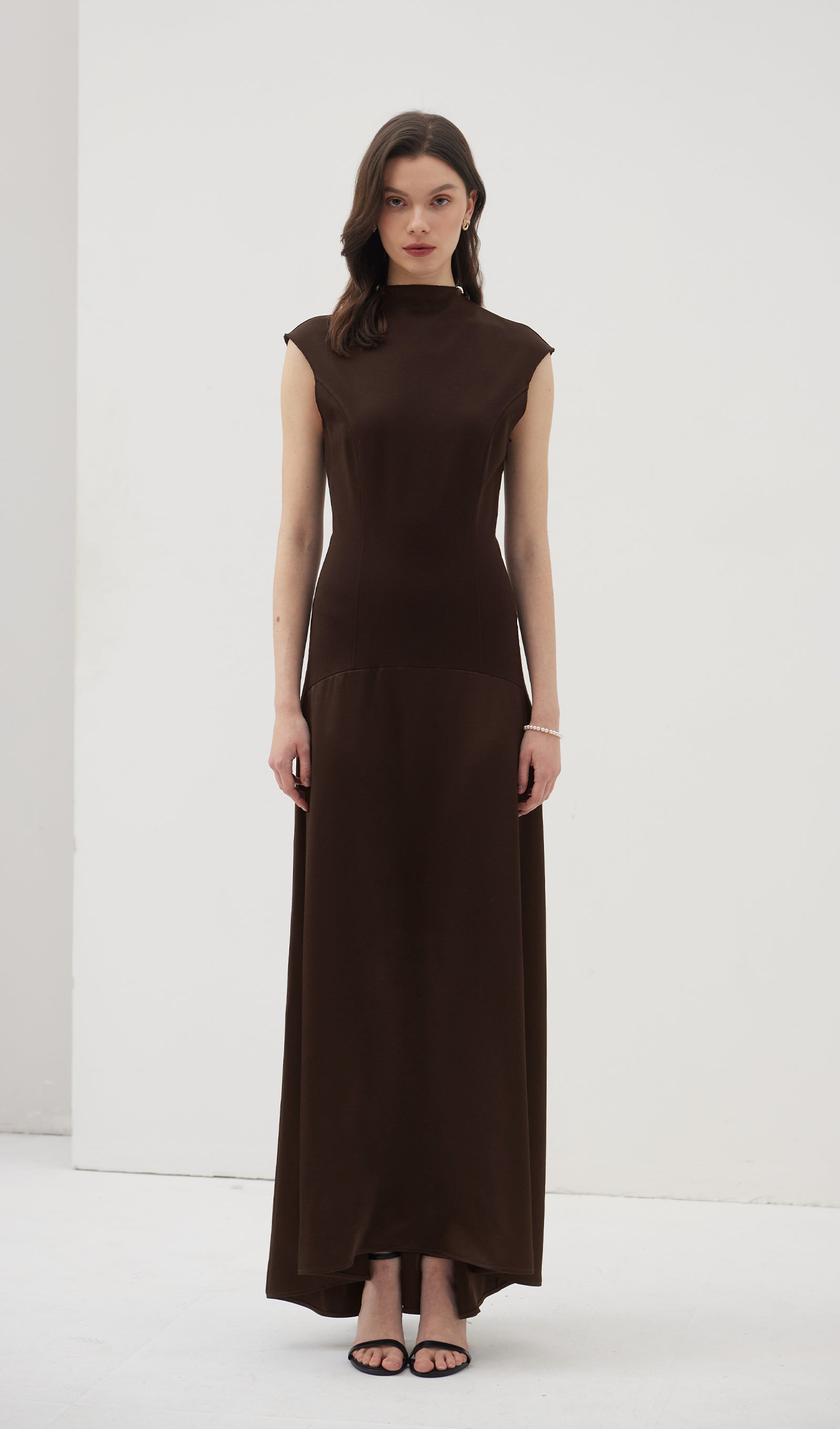 Knitted Satin Sleeveless Maxi Dress 