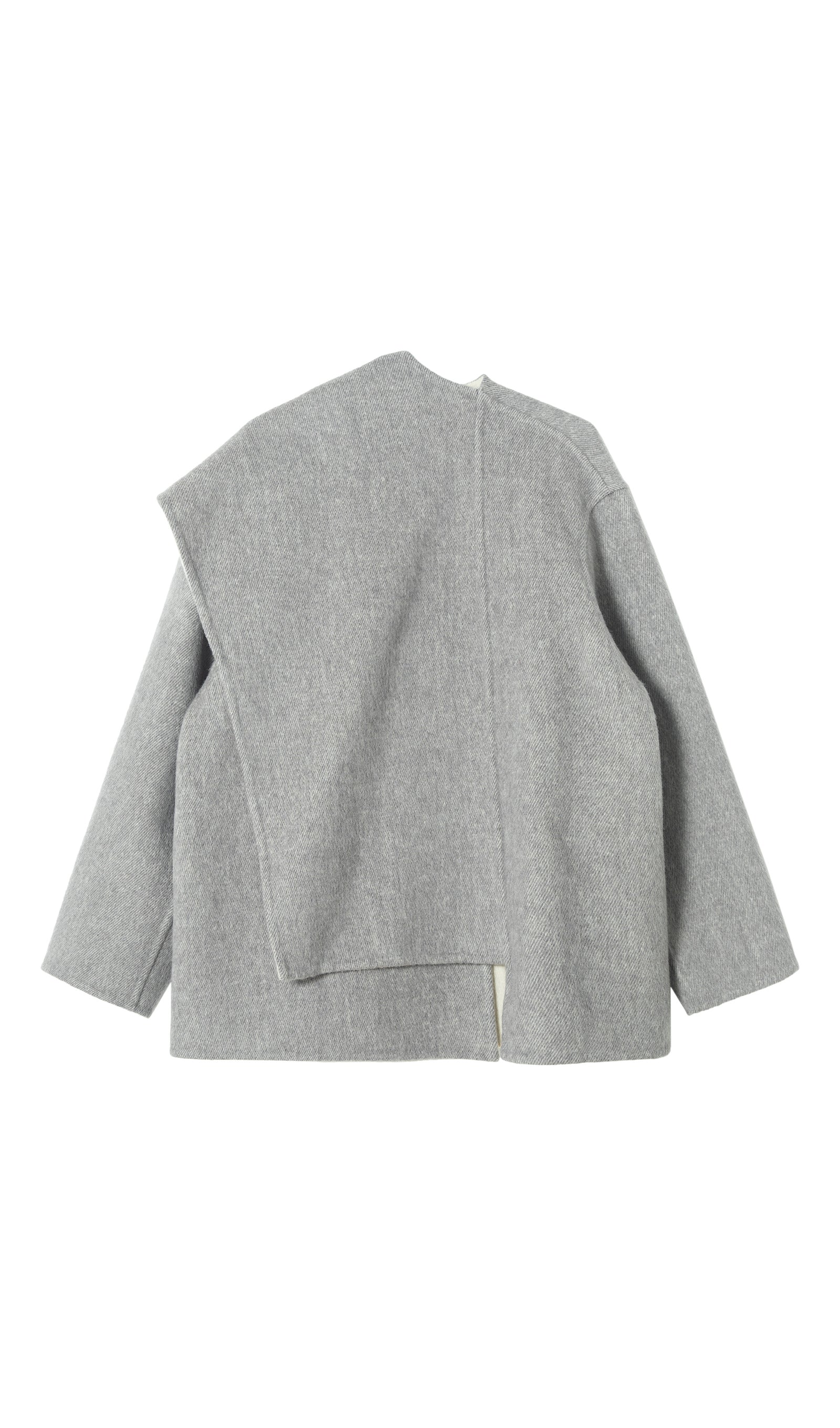 Grauer, einfarbiger Cape-Mantel aus 100 % Wolle