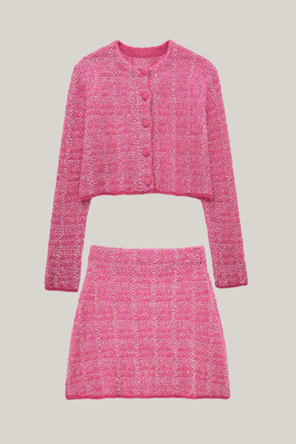 Textured Knit Mini Skirt Set