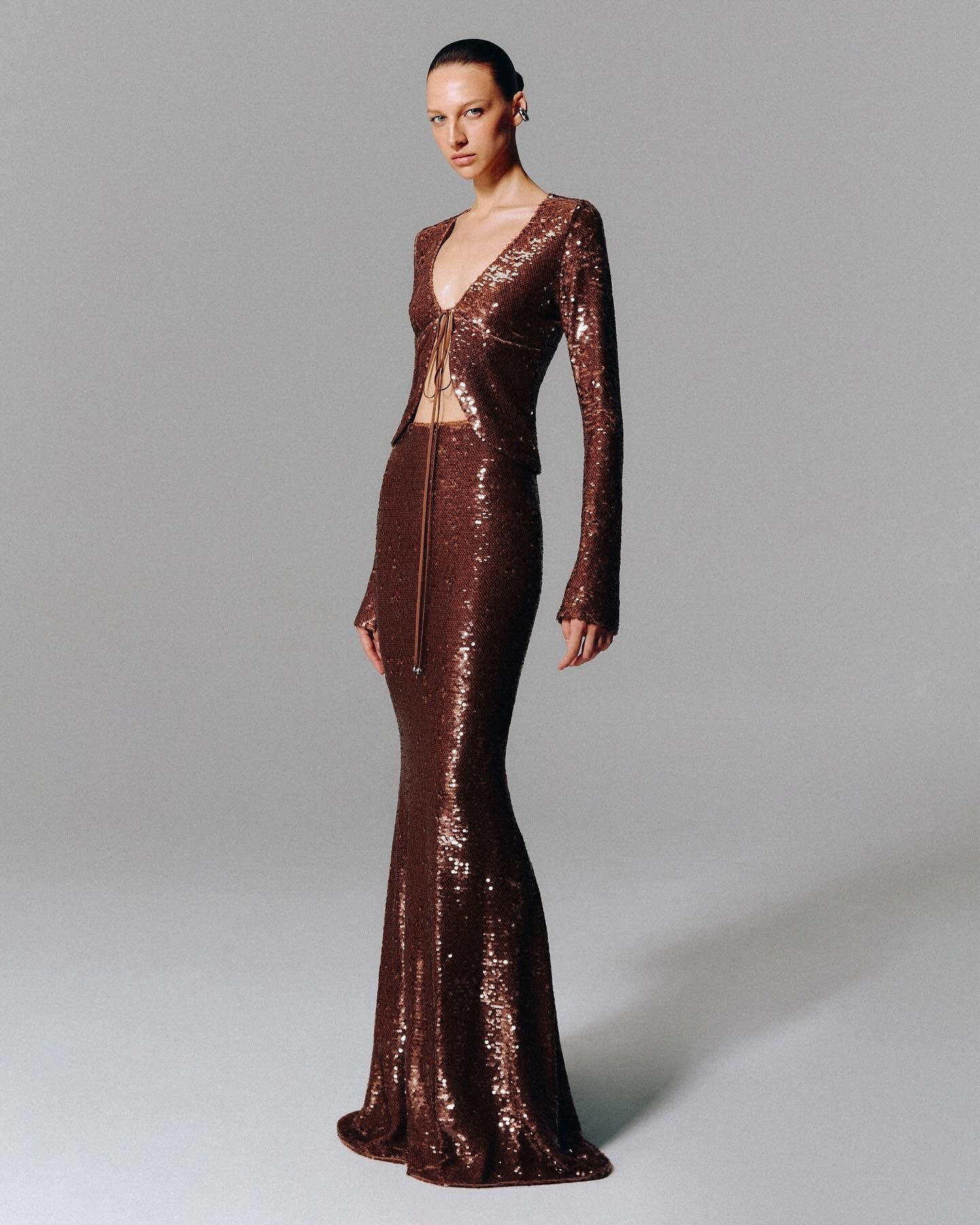 Sierra Bronze Sequin Set Maxi Dress