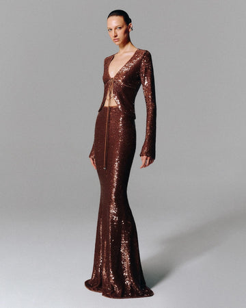 Sierra Bronze Sequin Set Maxi Dress