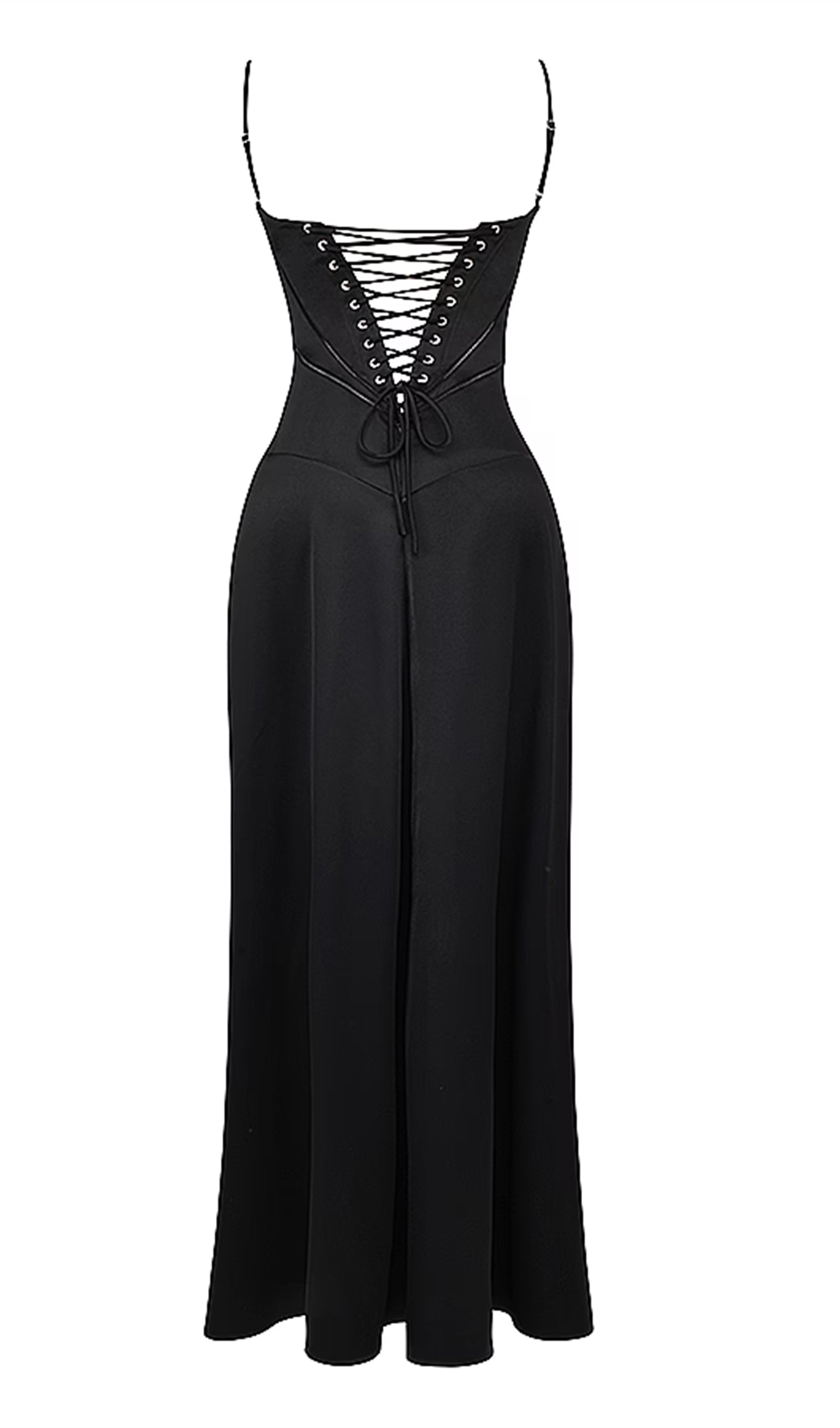 Maxikleid aus Satin und Spitze 