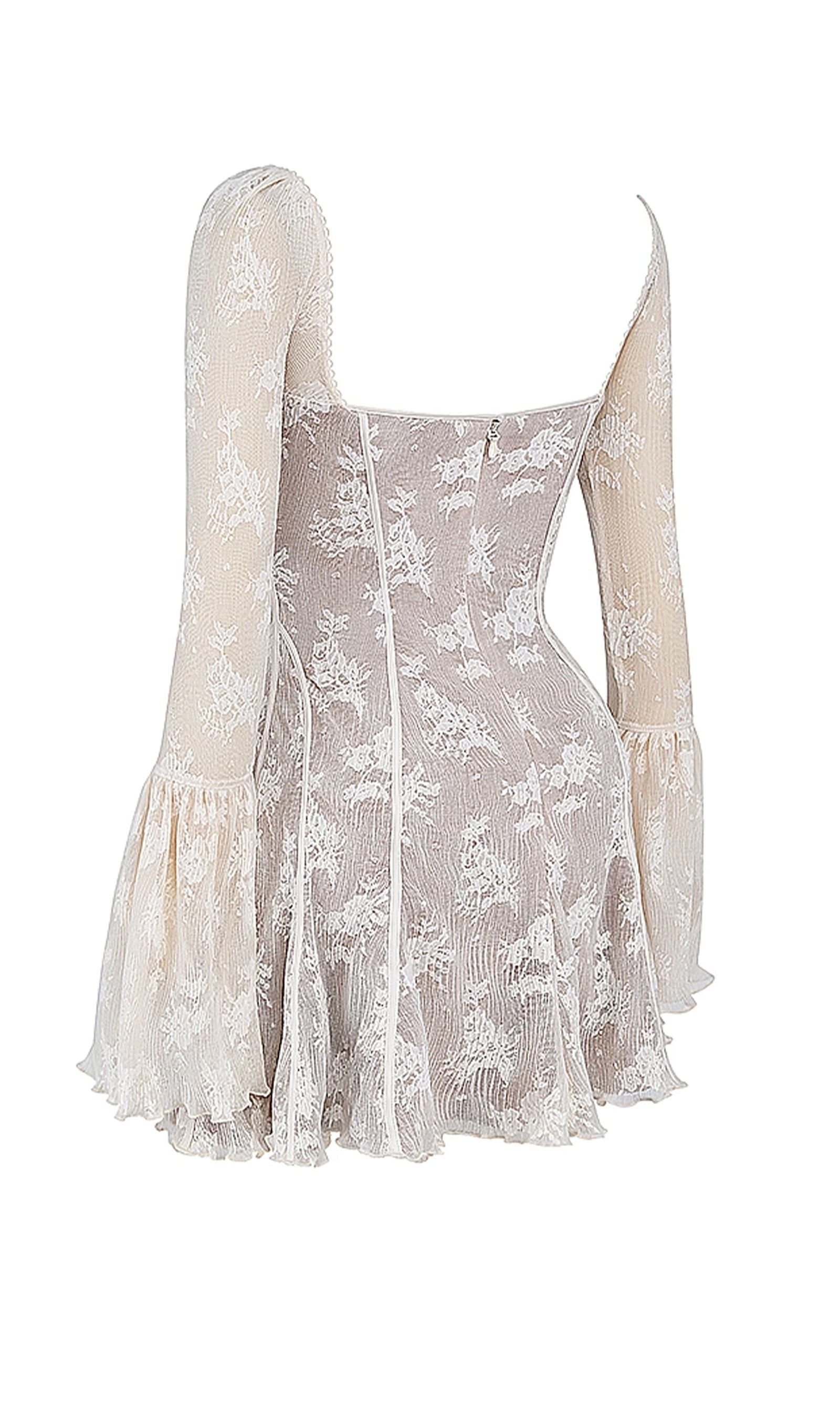 Trendiges elfenbeinfarbenes Spitzenminikleid von Kavita