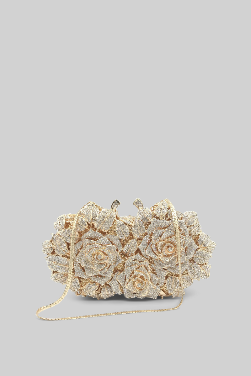 Handtasche mit Kristallverzierungen – Gold