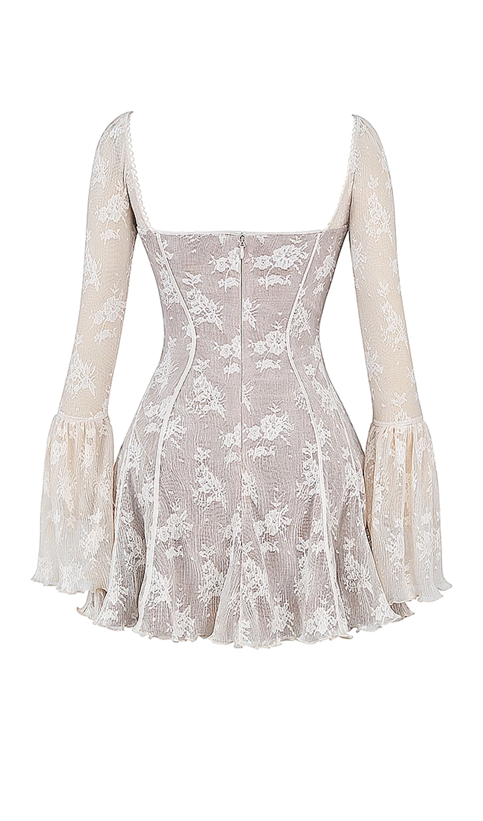 Trendiges elfenbeinfarbenes Spitzenminikleid von Kavita