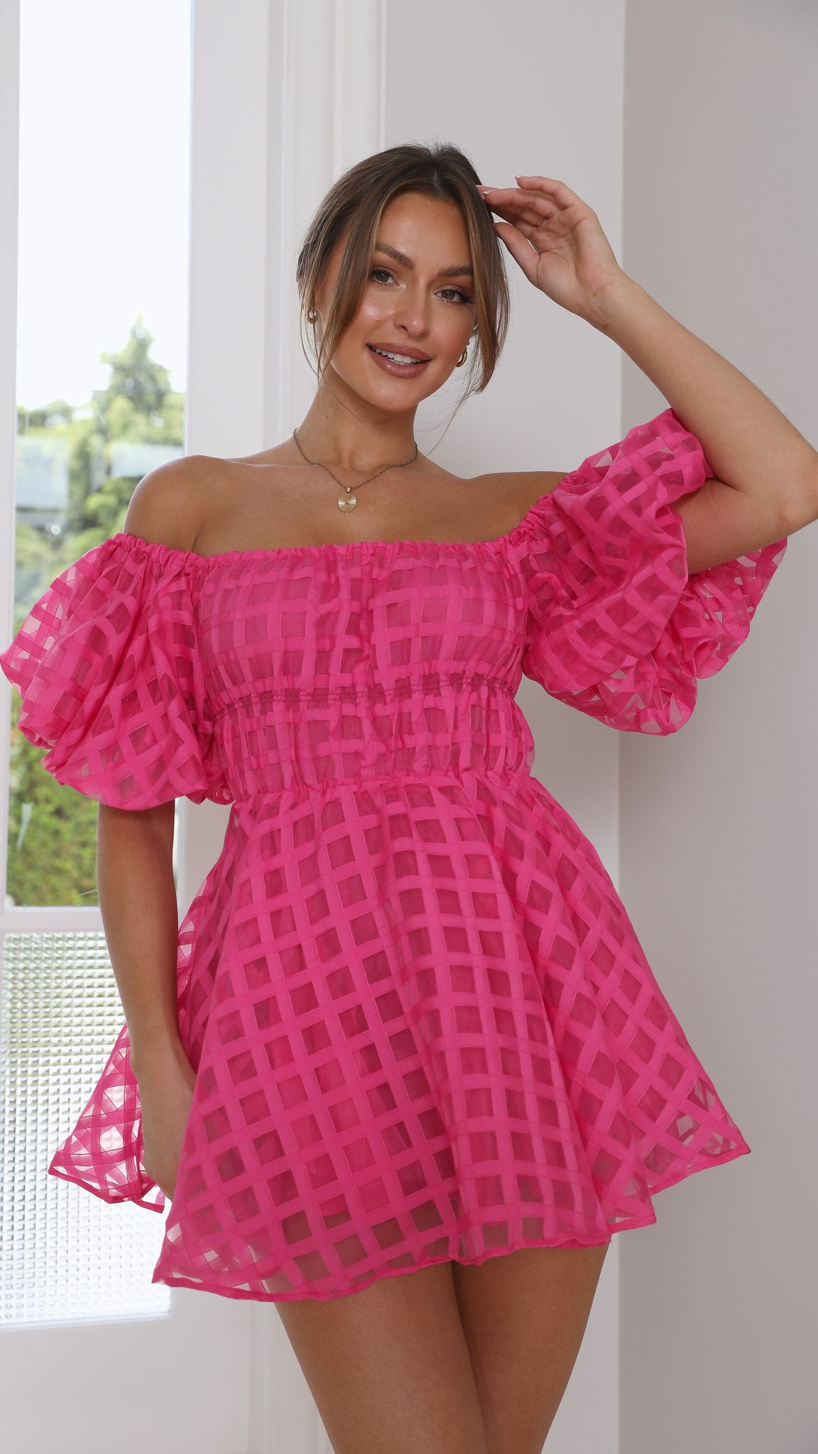 Malery Mini Elbise - Sıcak Pembe