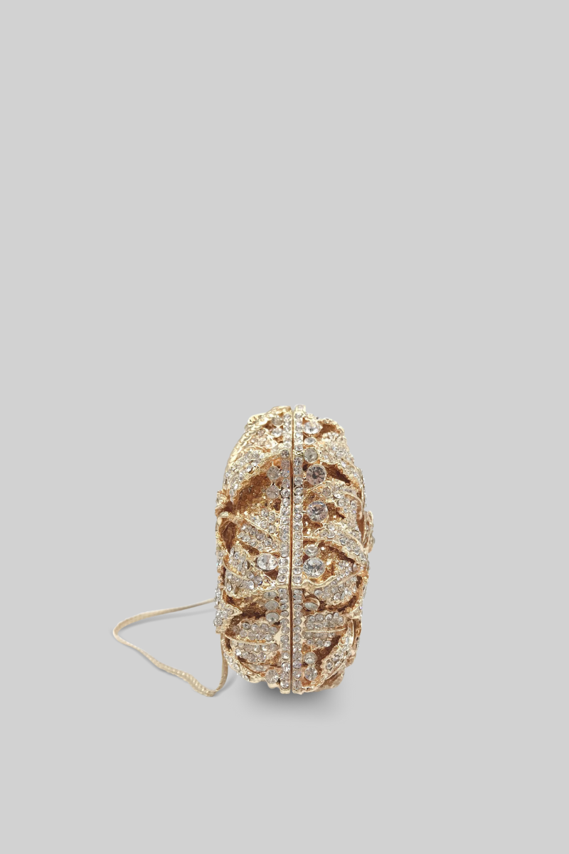 Handtasche mit Kristallverzierungen – Gold