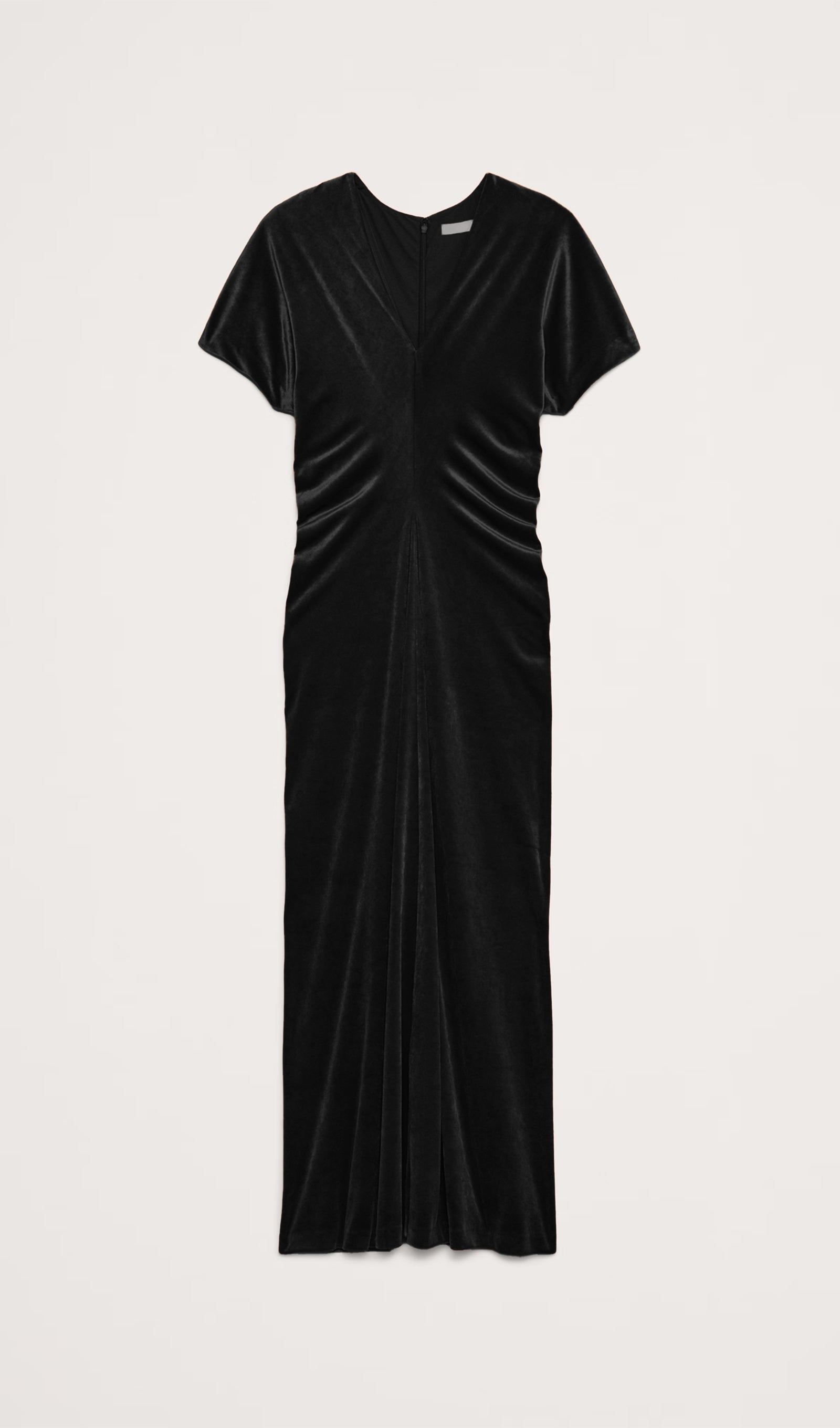 Samt-Maxikleid mit Paspelierung – Schwarz 