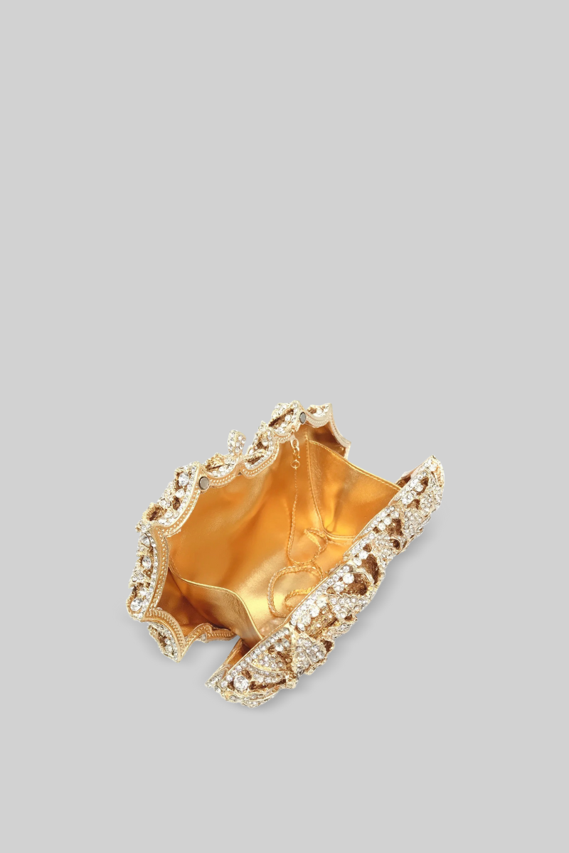 Handtasche mit Kristallverzierungen – Gold