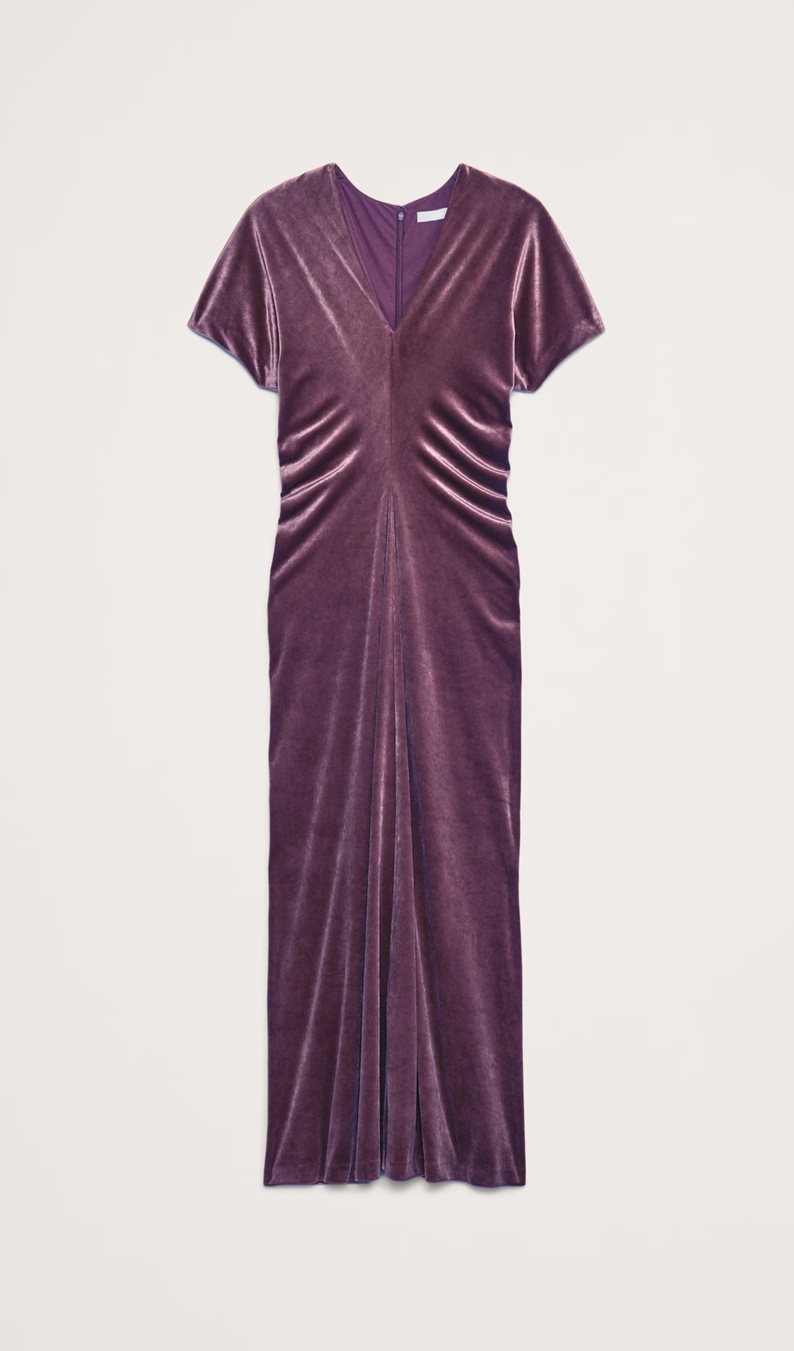 Velvet Maxi Dress with Piping - Ruby Plum 