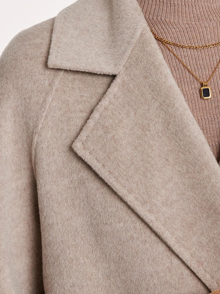 Cashmere Wool Notched Collar Double-Sided Women's Coat 