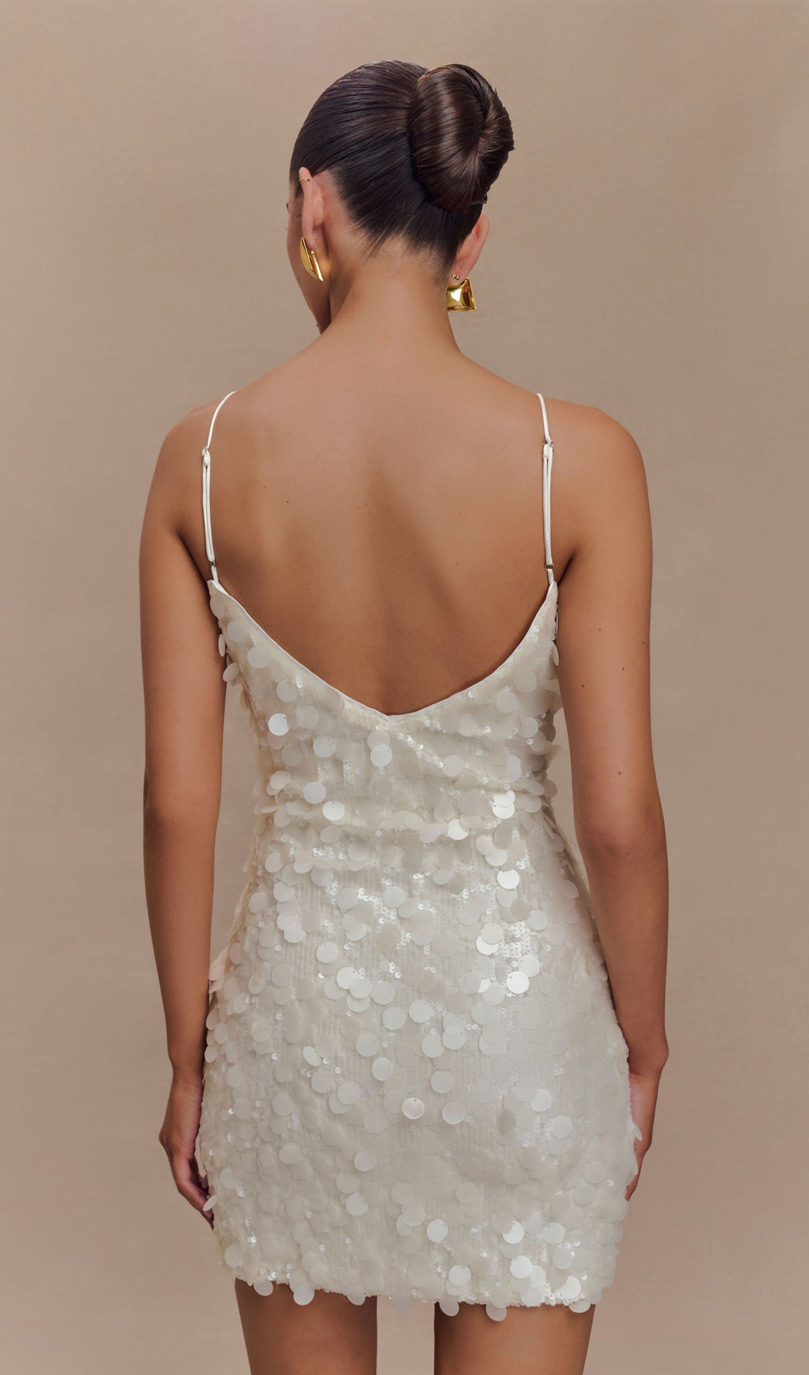 Pailletten-Minikleid – Weiß 