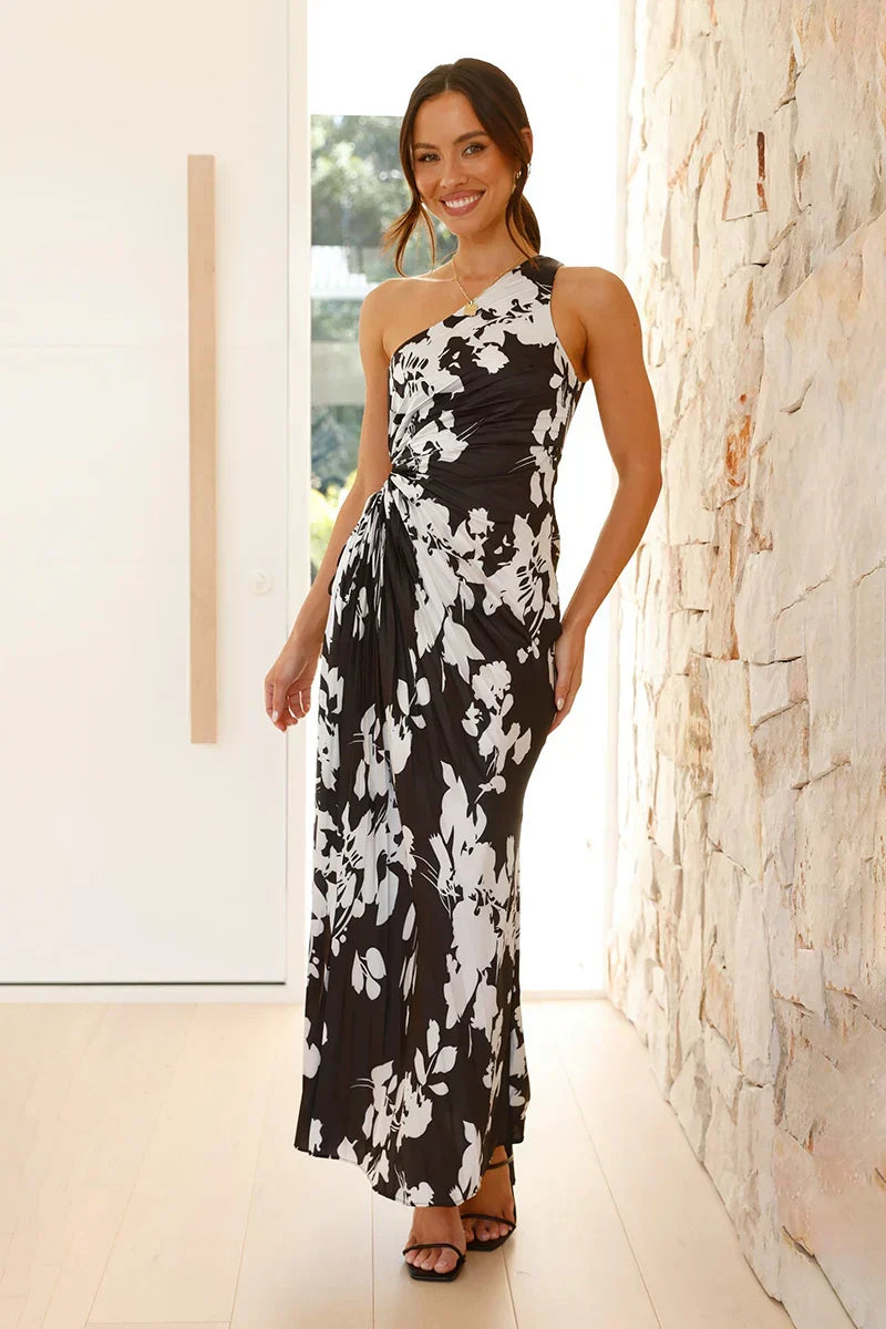 LakenMaxikleid - Schwarz/Weiß