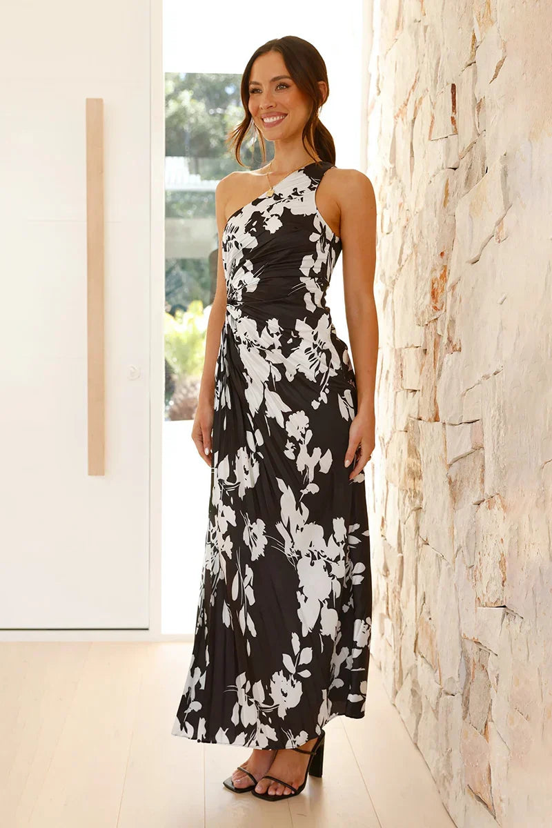LakenMaxikleid - Schwarz/Weiß